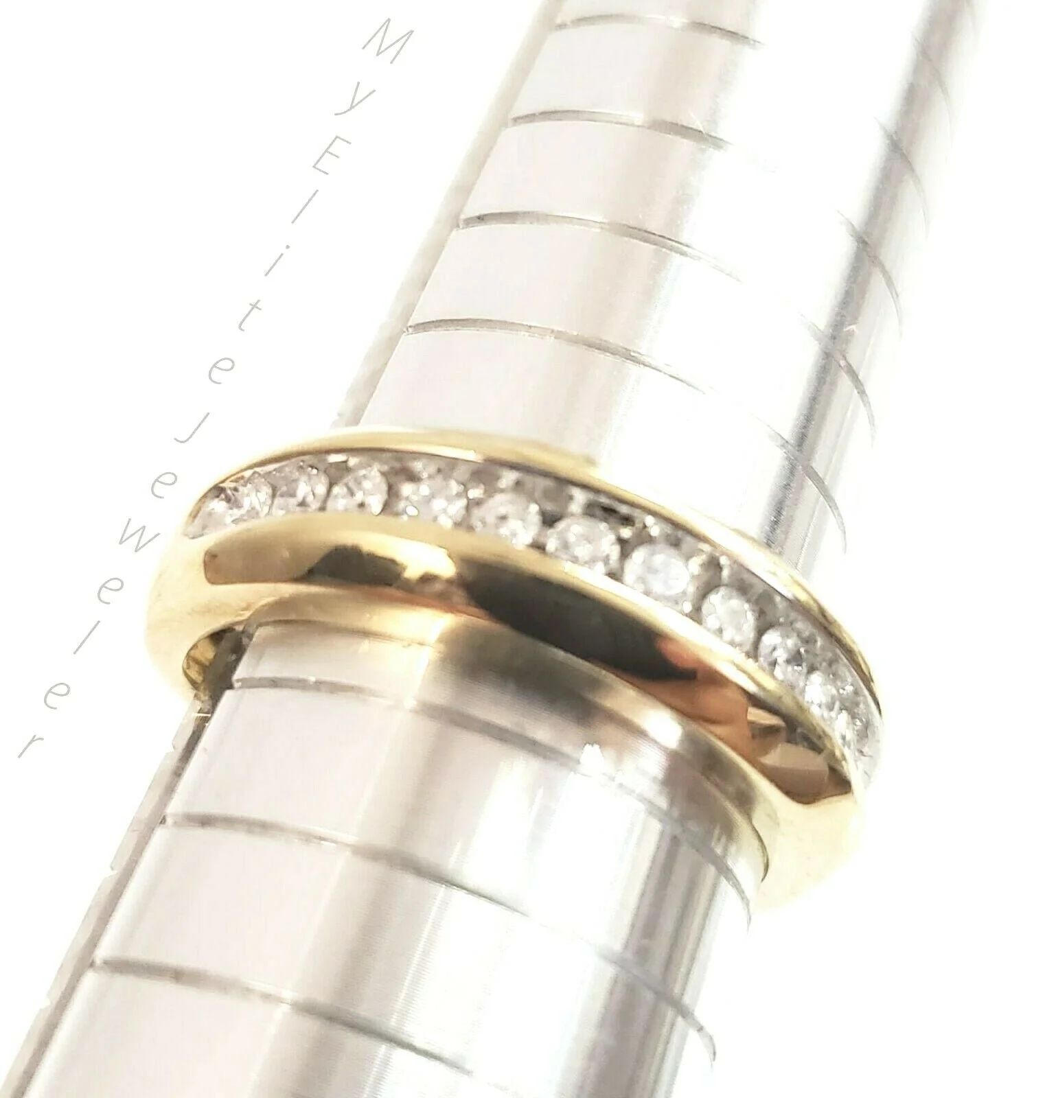 1/2 CT Men Solitaire Diamond Band Ring Round Cut 10K Yellow Gold Wedding Ring Sizes 6,7,8,9,10,11 & 12 - Image 3