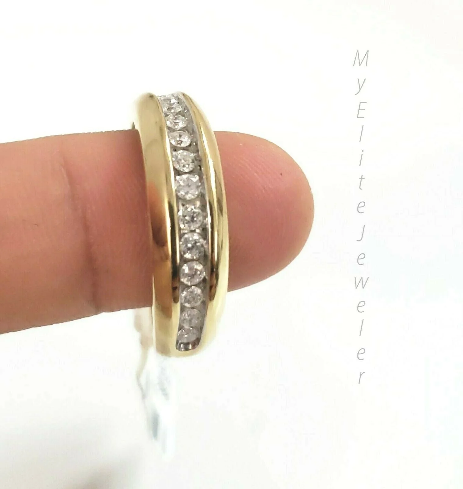1/2 CT Men Solitaire Diamond Band Ring Round Cut 10K Yellow Gold Wedding Ring Sizes 6,7,8,9,10,11 & 12 - Image 4