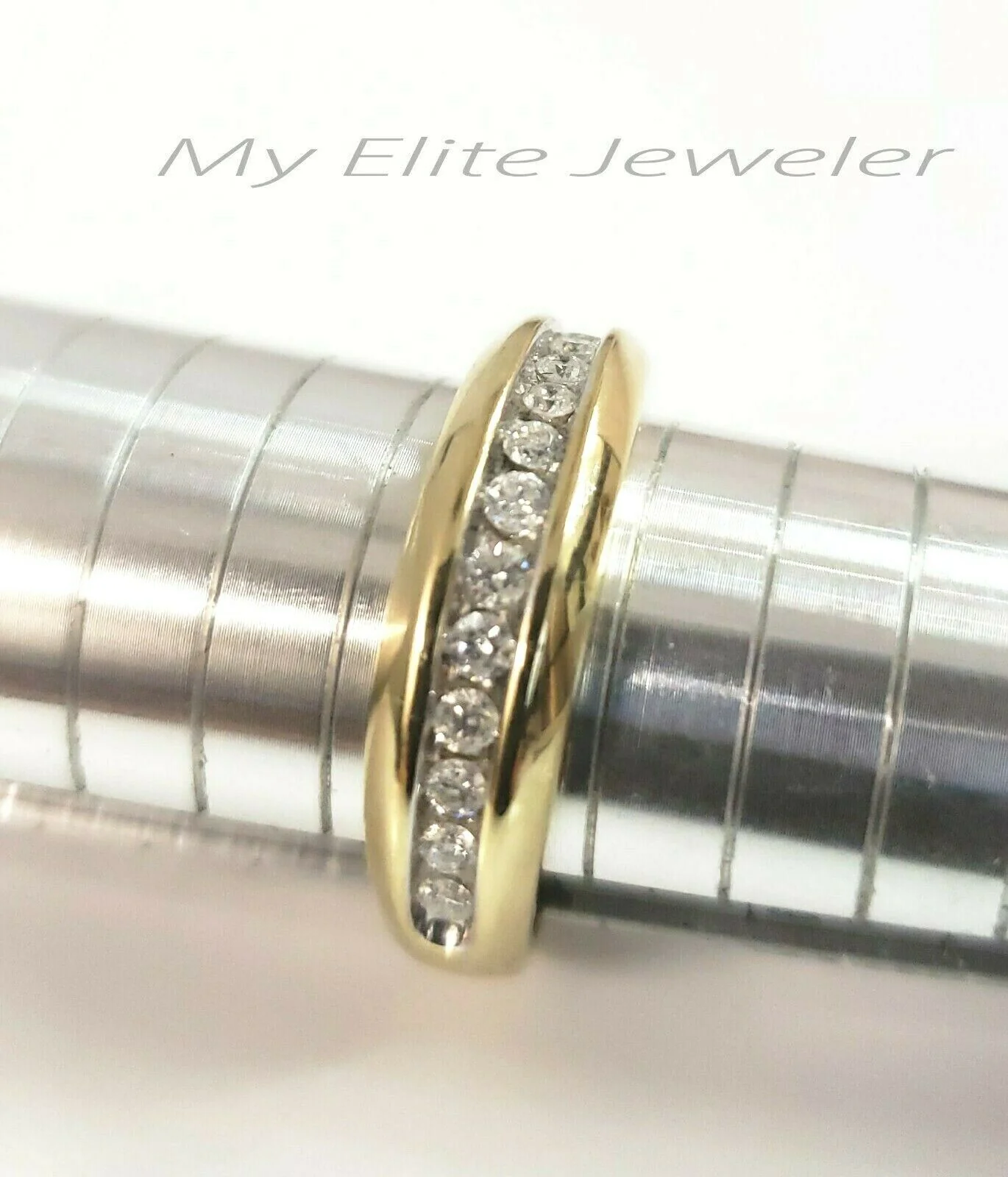 1/2 CT Men Solitaire Diamond Band Ring Round Cut 10K Yellow Gold Wedding Ring Sizes 6,7,8,9,10,11 & 12 - Image 5