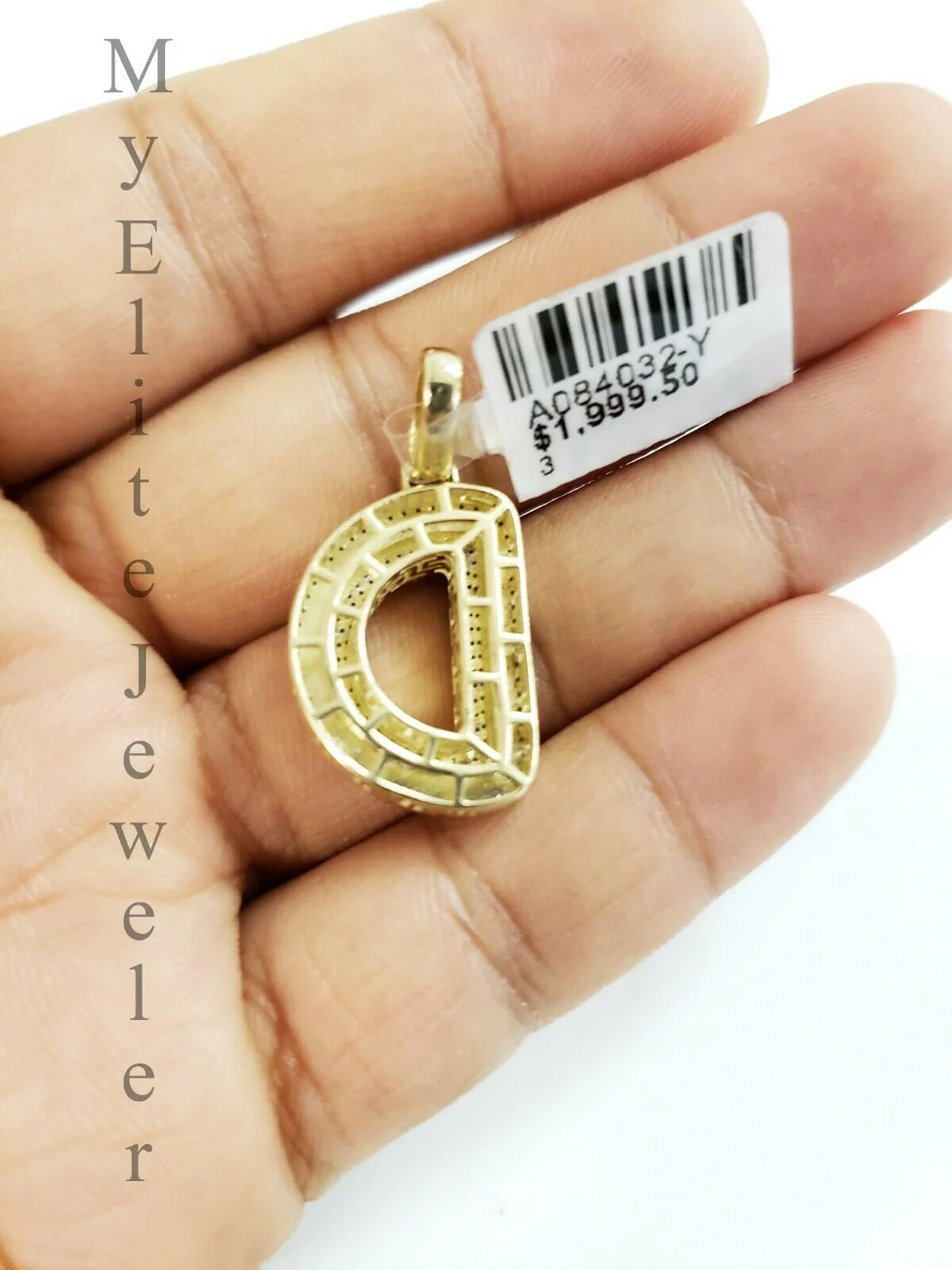 10 K Gold 3mm Chain 0.28 CT Diamond Initial D Charm Alphabet Men's Ladies Letter - Image 4