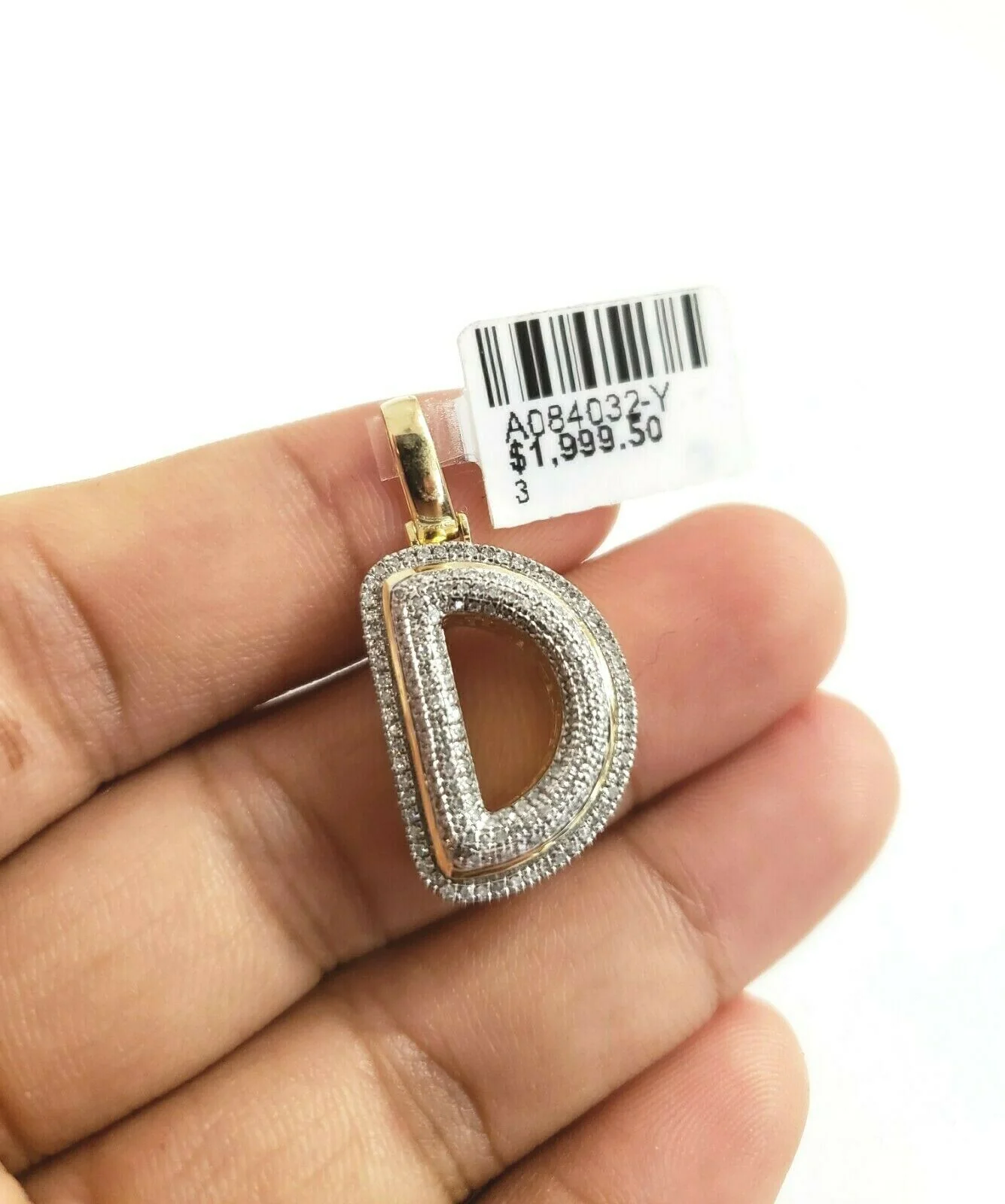 10 K Gold 3mm Chain 0.28 CT Diamond Initial D Charm Alphabet Men's Ladies Letter - Image 6