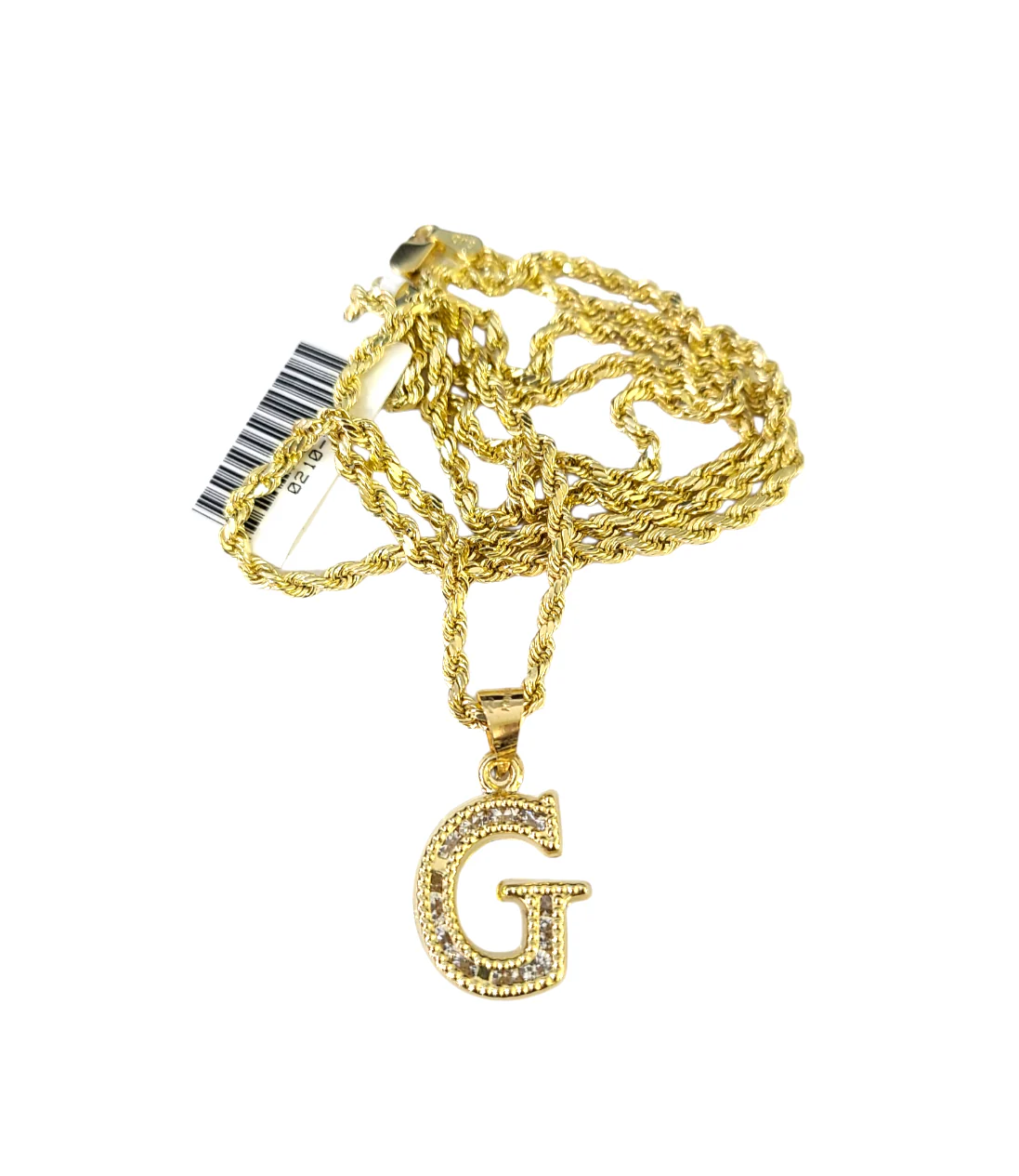 10k 2.5mm Rope Chain G Initial Alphabet Pendant 16"-28" Gold Set Charm Necklace - Image 6