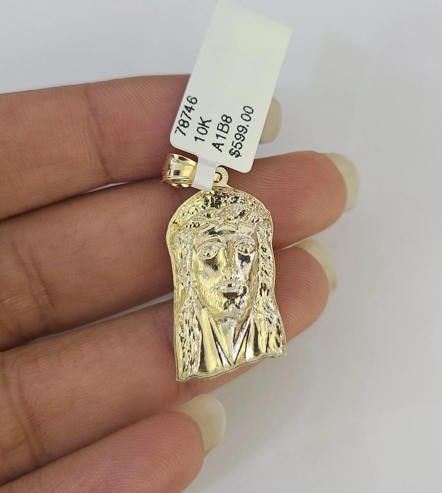 10k 2.5mm Rope Chain Jesus Head Pendant 18"-30" Yellow Gold Set Charm Necklace - Image 7
