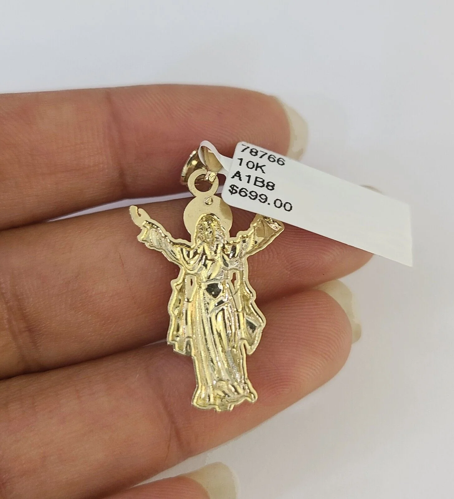 10k 2.5mm Rope Chain Jesus Pendant 18"-30" Yellow Gold Set Charm Necklace - Image 7