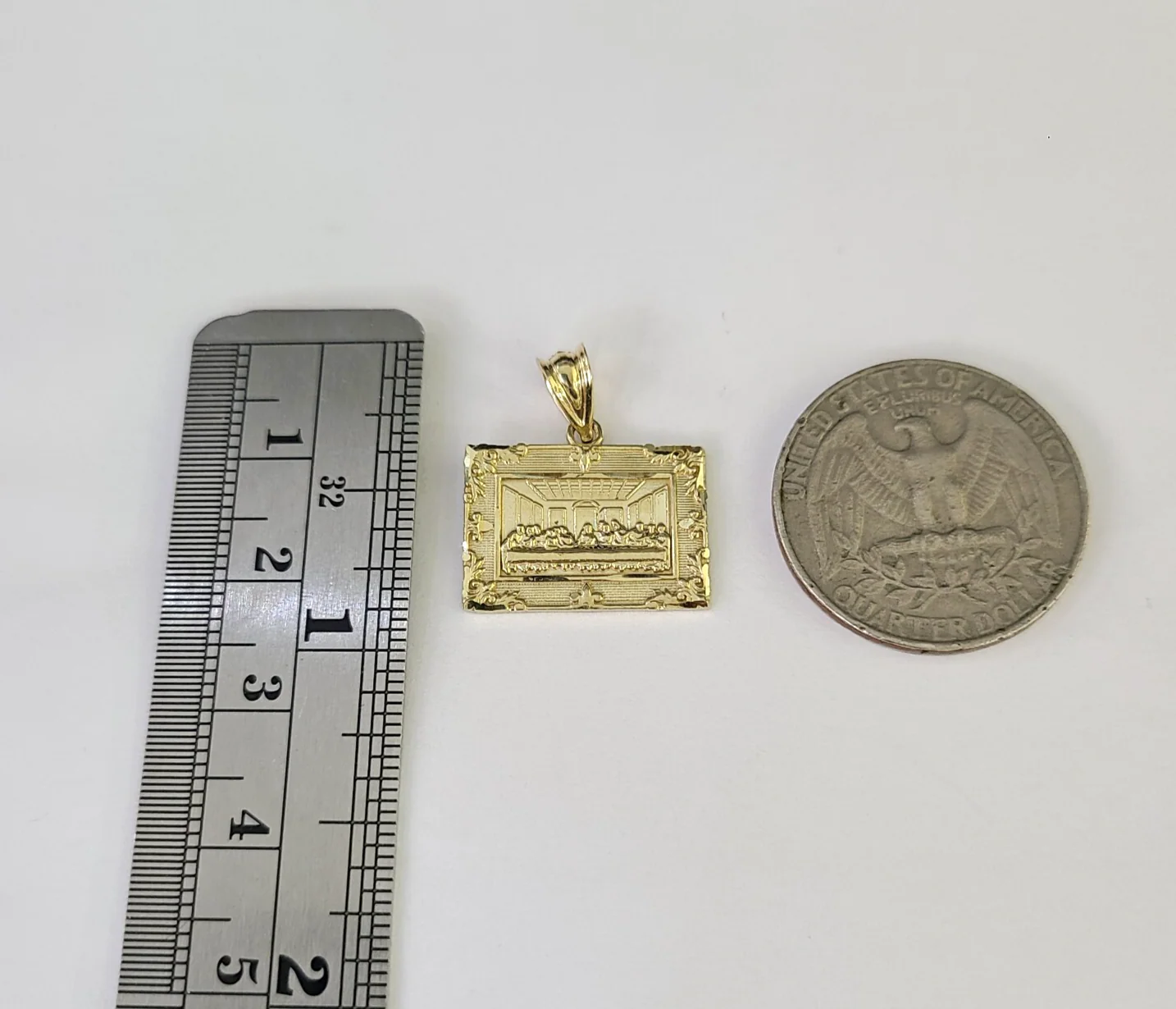 10k 2.5mm Rope Chain Last Supper Pendant 18"28" Gold Set Charm Necklace - Image 2