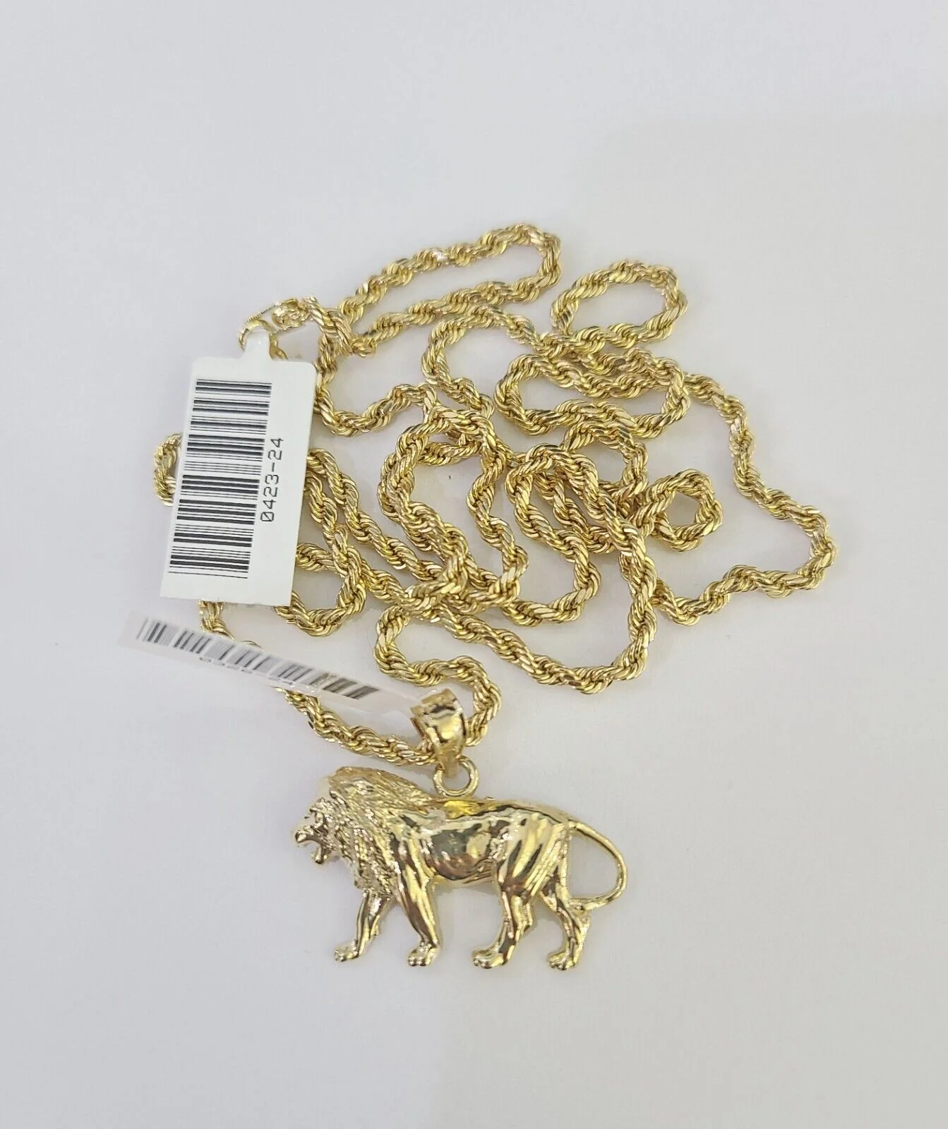 10k 2.5mm Rope Chain Lion Pendant 18"-30" Yellow Gold Set Charm Necklace - Image 6