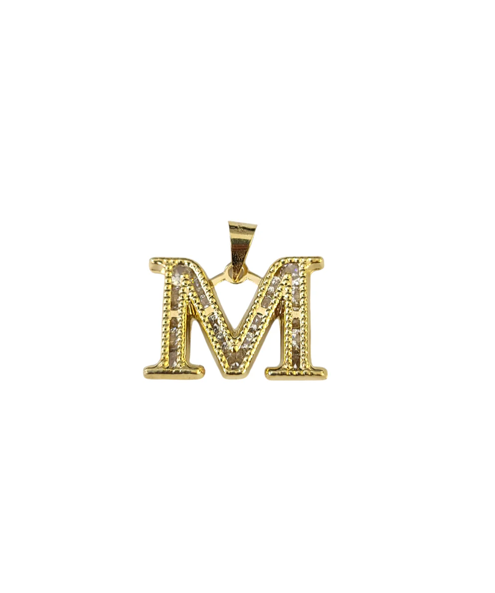 10k 2.5mm Rope Chain M Initial Alphabet Pendant 16"-28" Gold Set Charm Necklace - Image 4