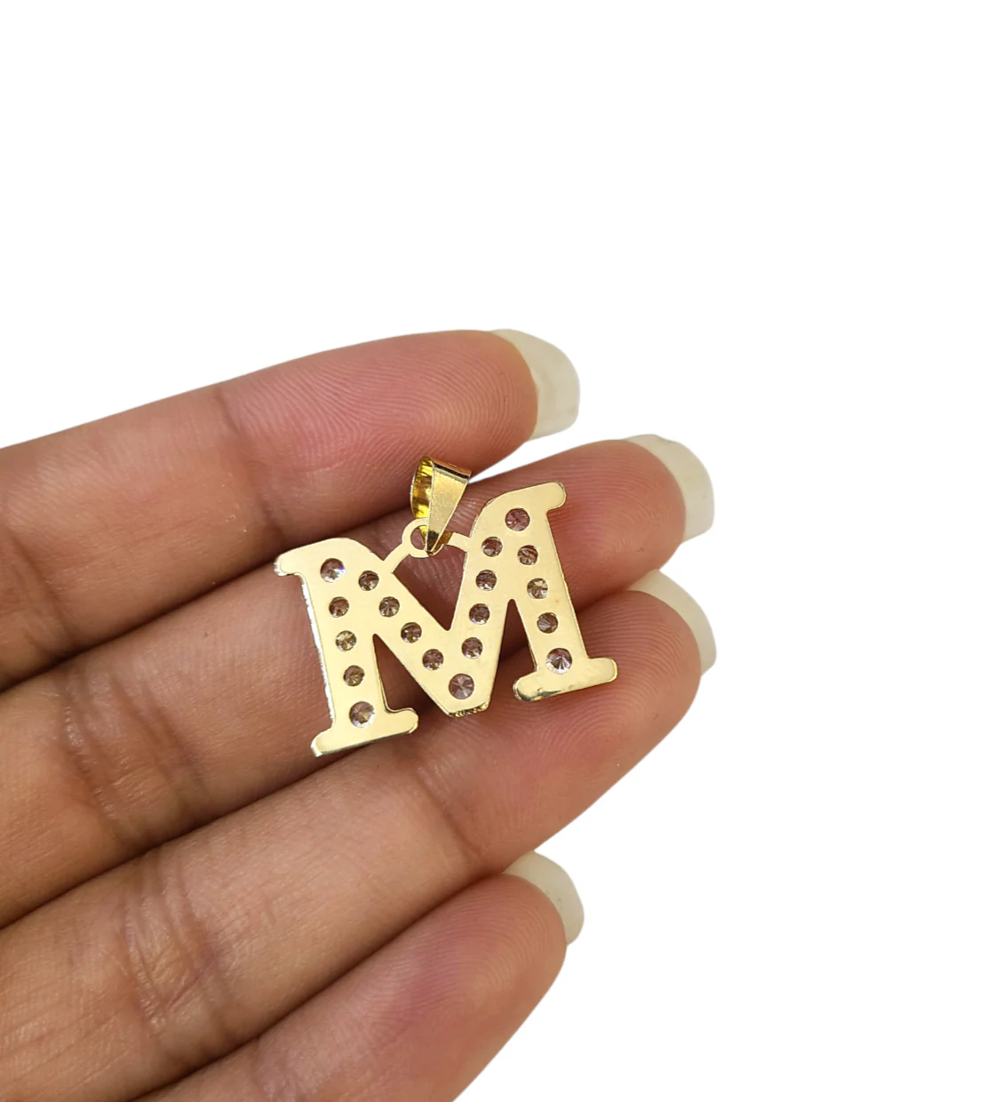 10k 2.5mm Rope Chain M Initial Alphabet Pendant 16"-28" Gold Set Charm Necklace - Image 7