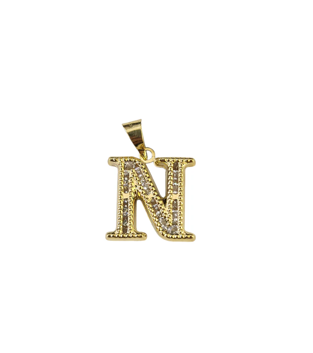 10k 2.5mm Rope Chain N Initial Alphabet Pendant 16"-28" Gold Set Charm Necklace - Image 2