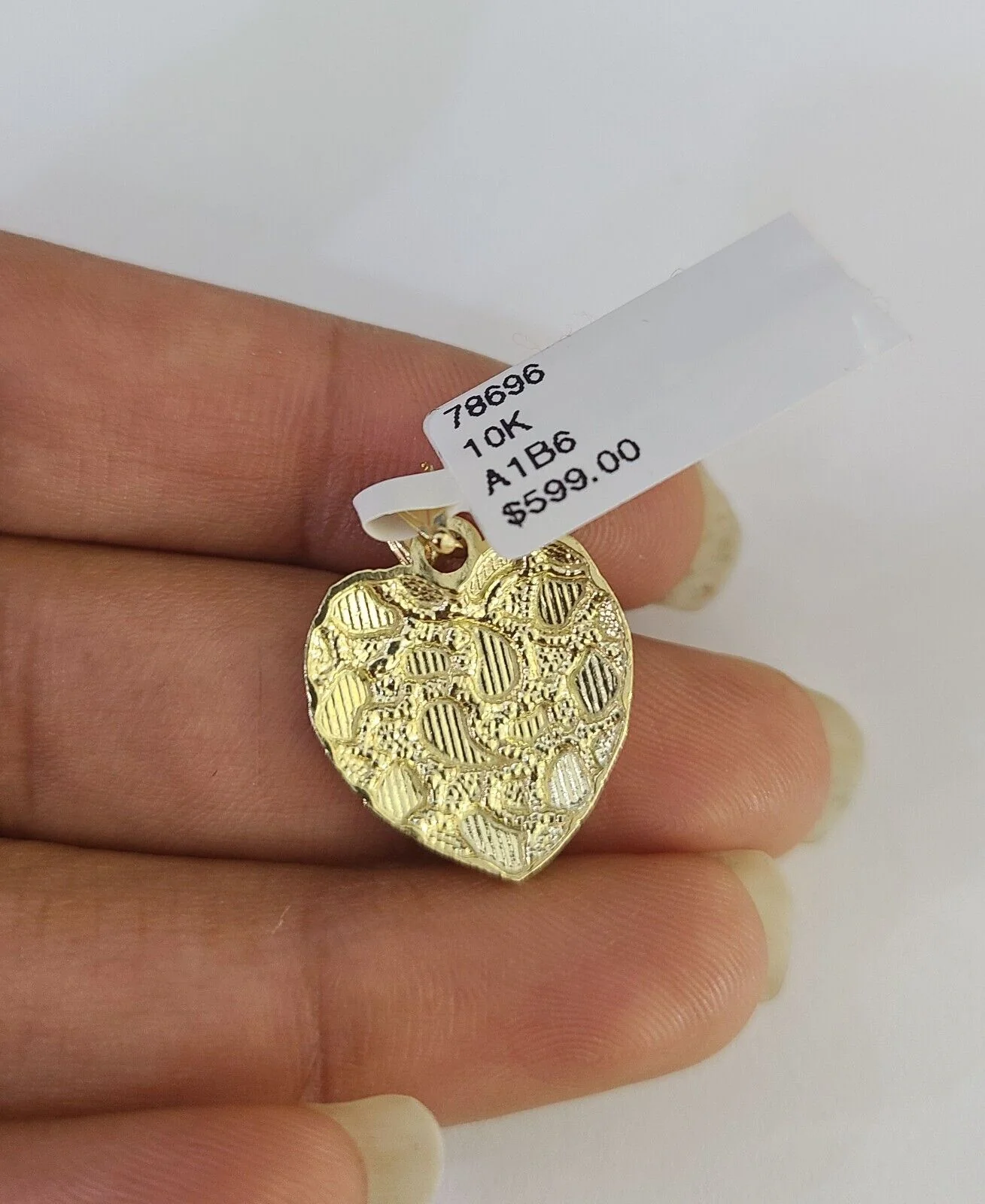 10k 2.5mm Rope Chain Nugget Heart Pendant 18"-30" Yellow Gold Set Charm Necklace - Image 3