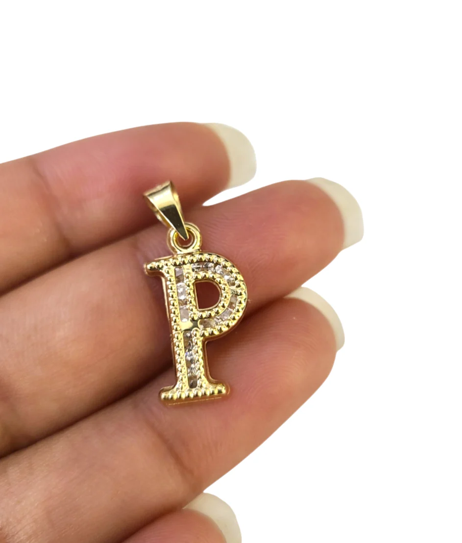 10k 2.5mm Rope Chain P Initial Alphabet Pendant 16"-28" Gold Set Charm Necklace - Image 8