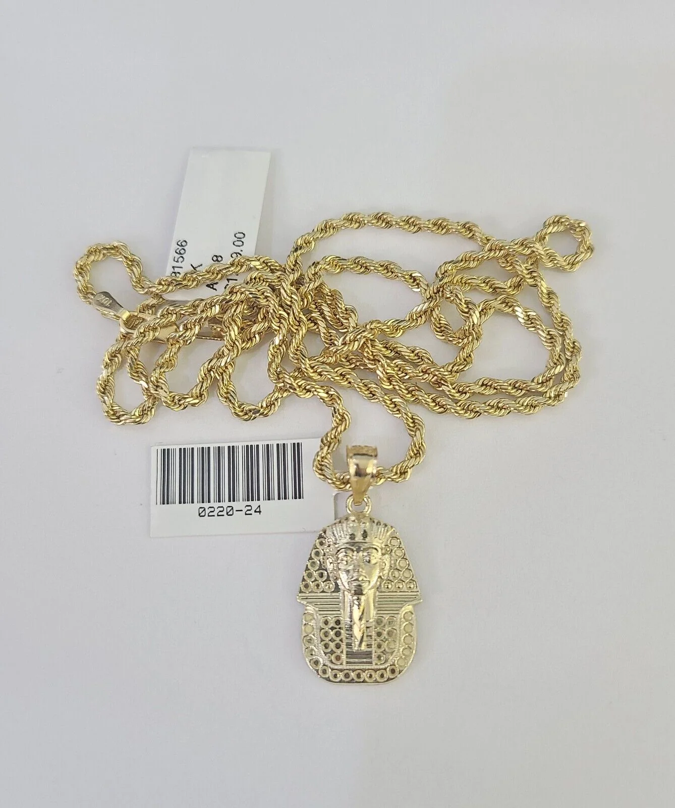 10k 2.5mm Rope Chain Pharaoh Pendant 18"-30" Yellow Gold Set Charm Necklace - Image 6