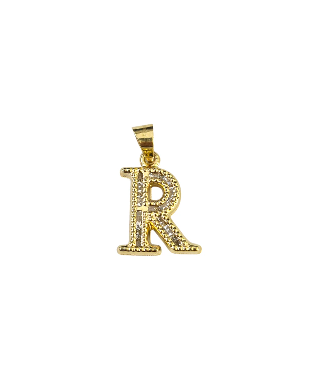 10k 2.5mm Rope Chain R Initial Alphabet Pendant 16"-28" Gold Set Charm Necklace - Image 3