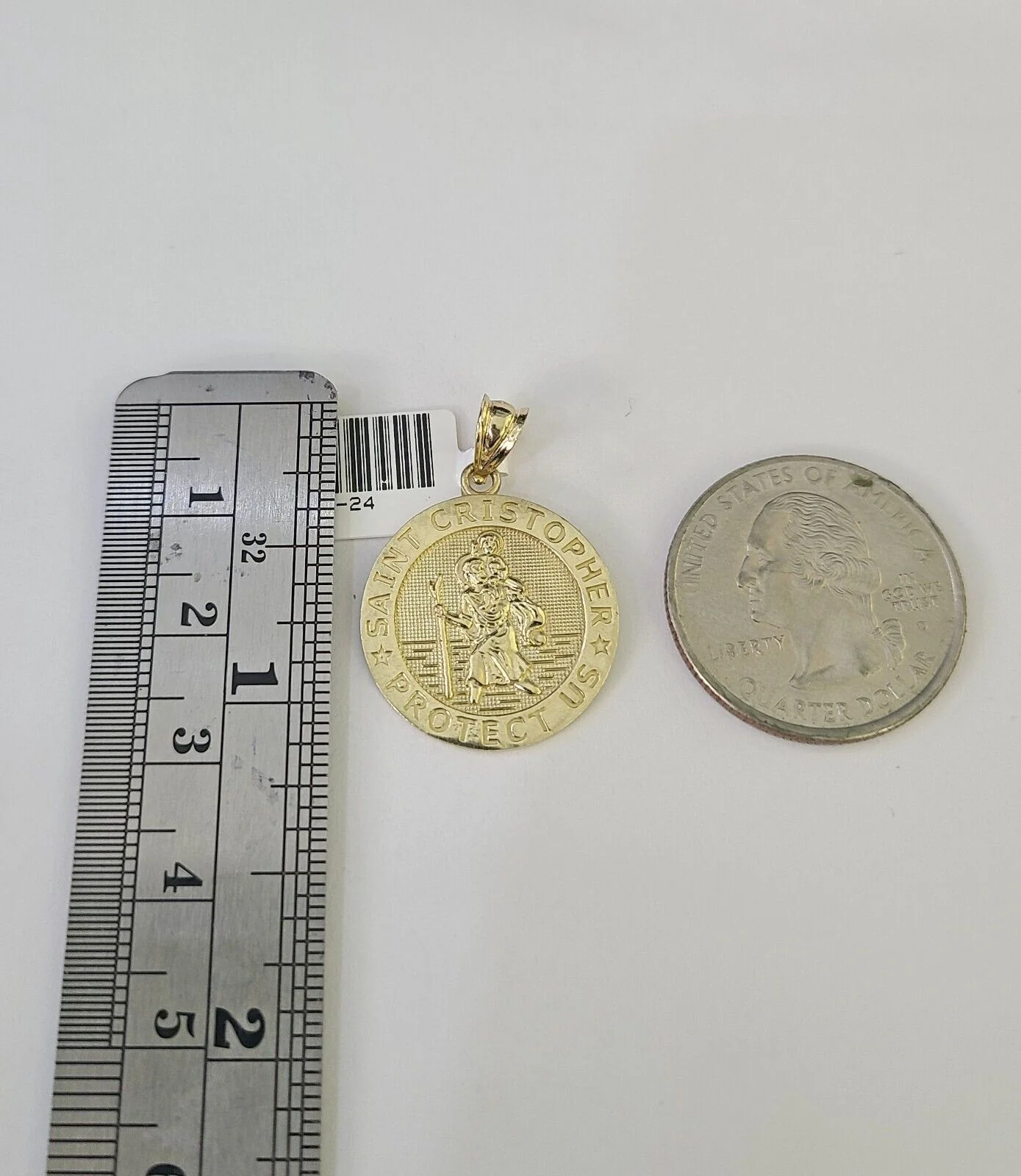 10k 2.5mm Rope Chain Saint Christopher Pendant 18"-30" Gold Set Charm Necklace - Image 2