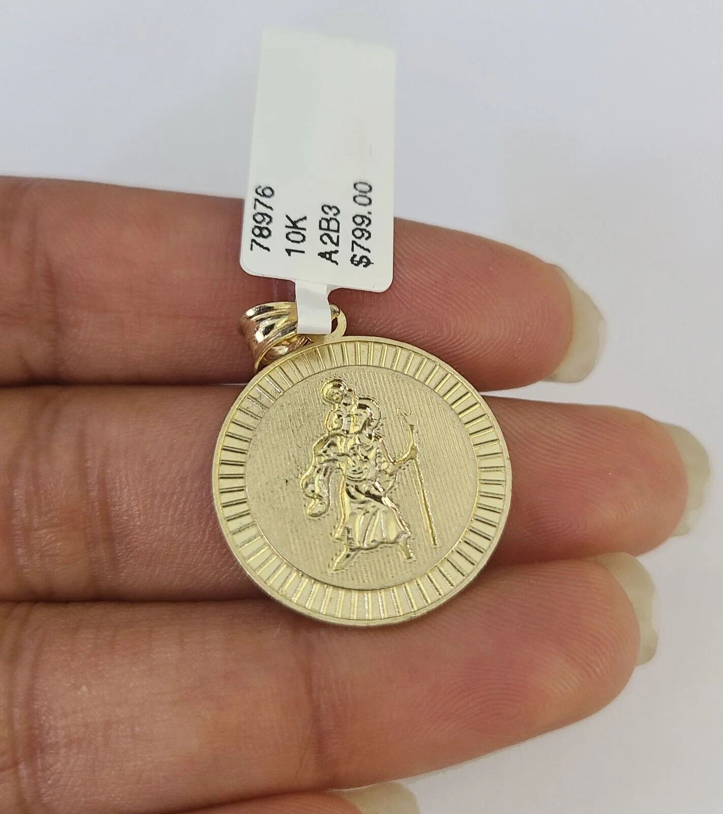 10k 2.5mm Rope Chain Saint Christopher Pendant 18"-30" Gold Set Charm Necklace - Image 7