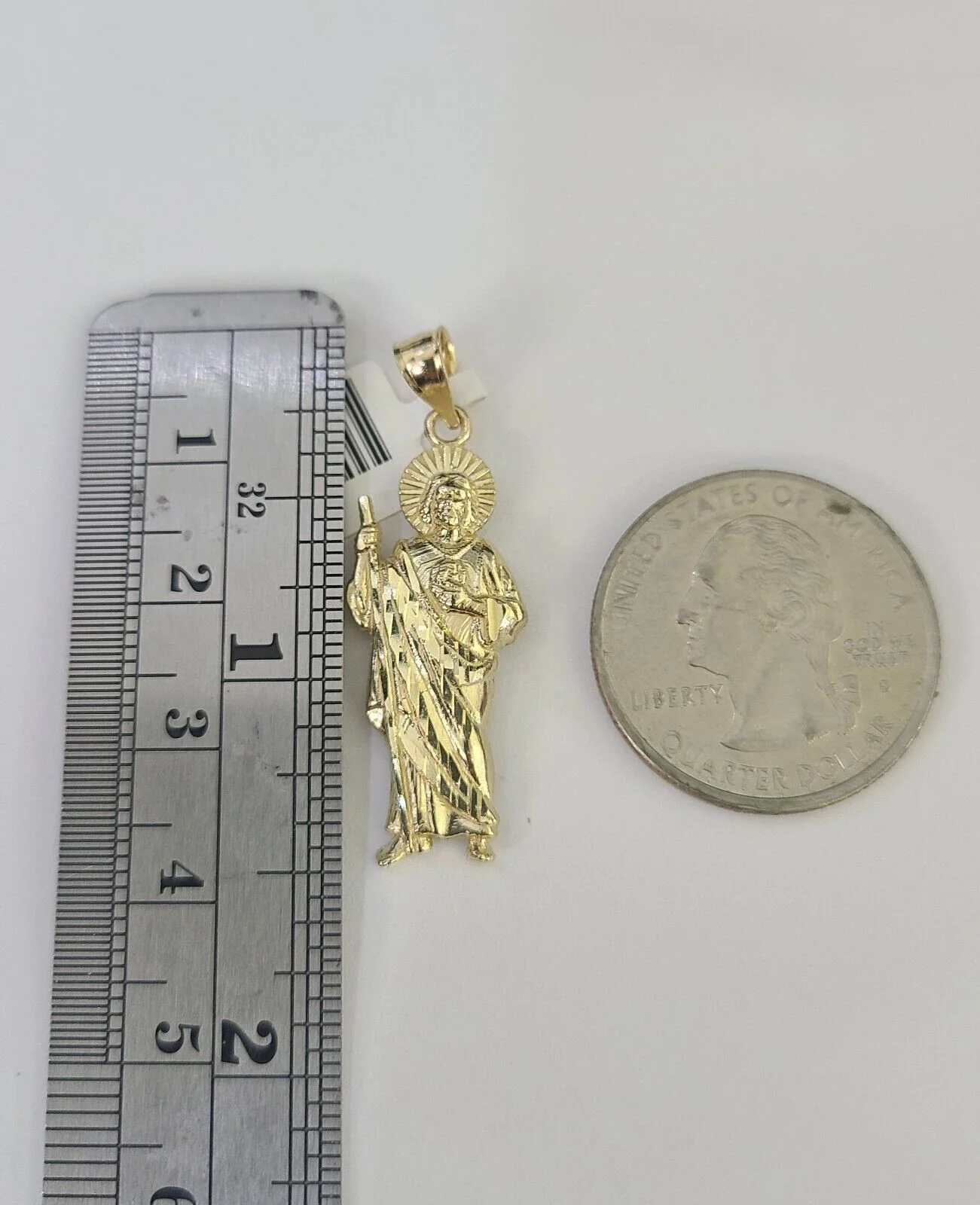 10k 2.5mm Rope Chain Saint Jude Pendant 18"-30" Gold Set Charm Necklace - Image 3