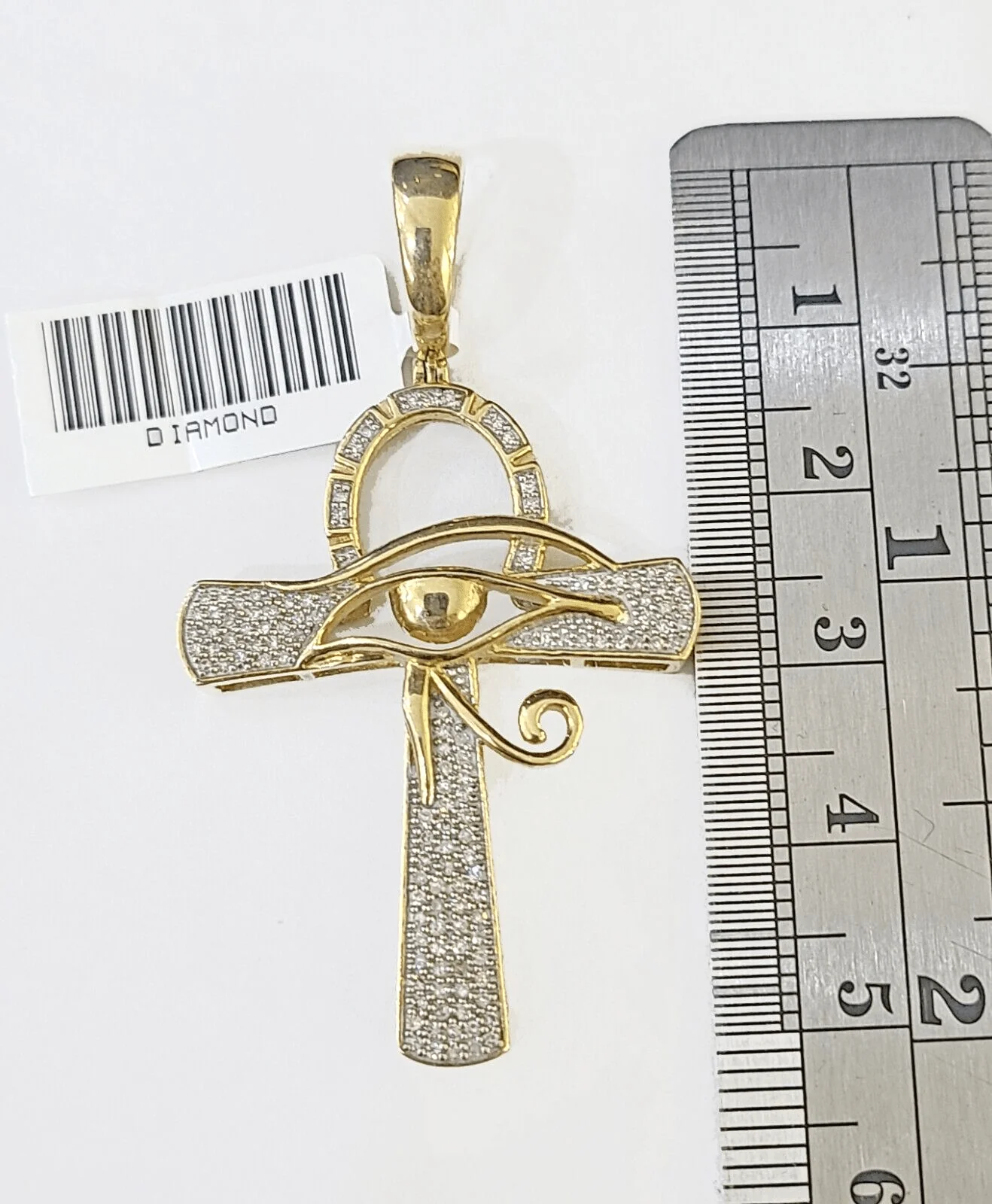 10k Ankh Cross with Eye Charm/Pendant Made With Yellow Gold And Diamonds 0.33 CT - Image 3
