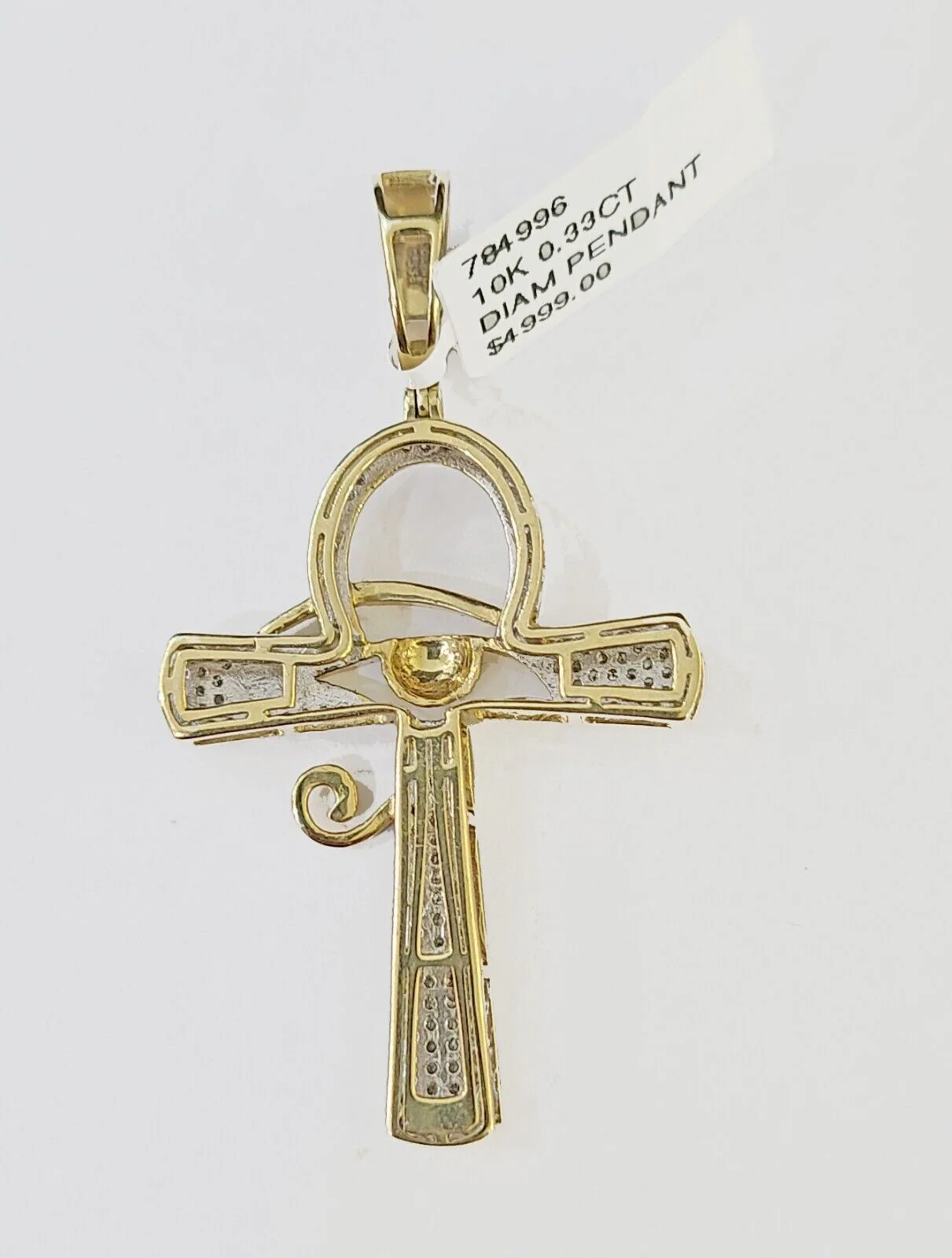 10k Ankh Cross with Eye Charm/Pendant Made With Yellow Gold And Diamonds 0.33 CT - Image 4
