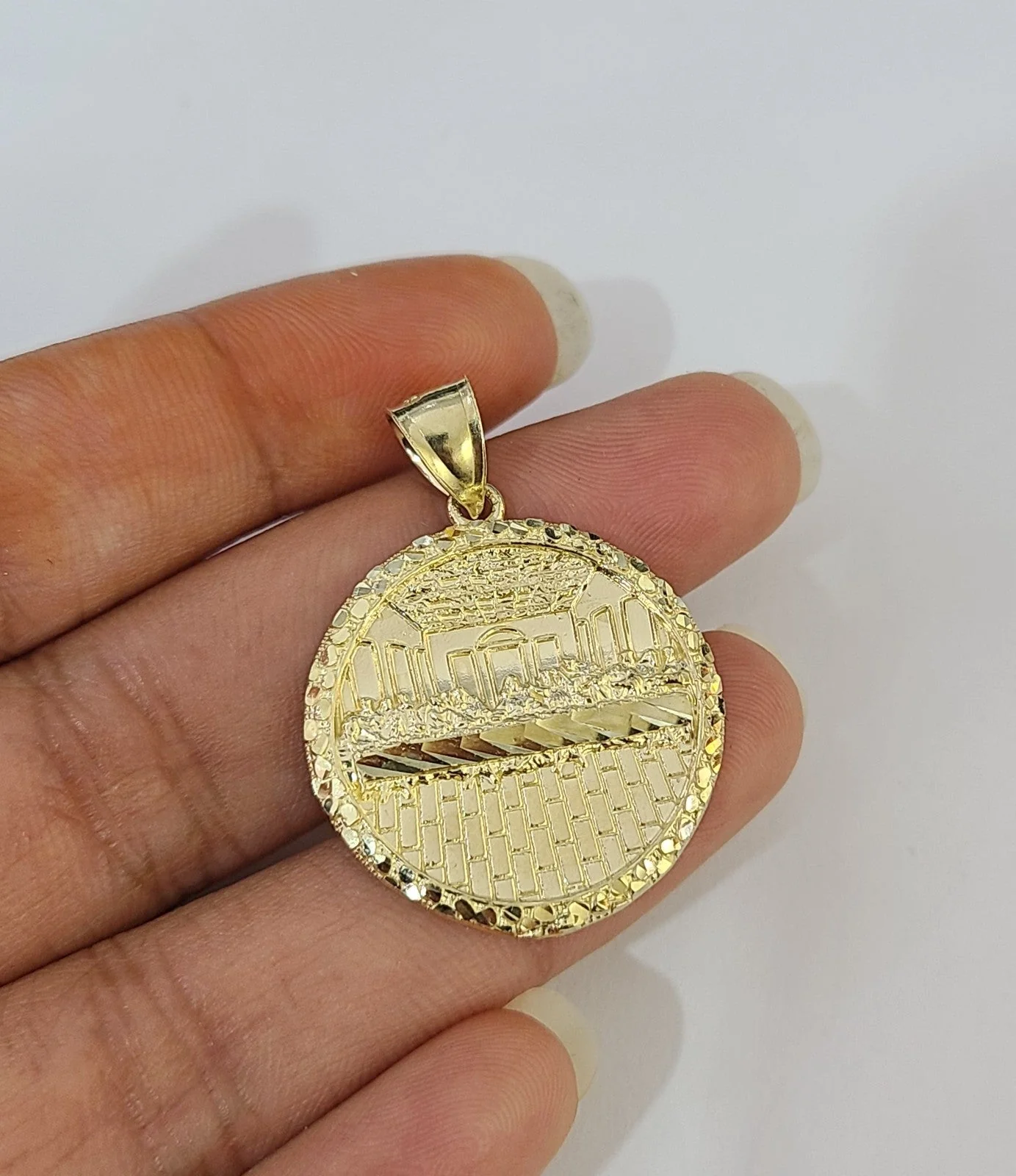 10k  Last Supper Charm Pendant Men Women 10kt Real Yellow Gold - Image 3