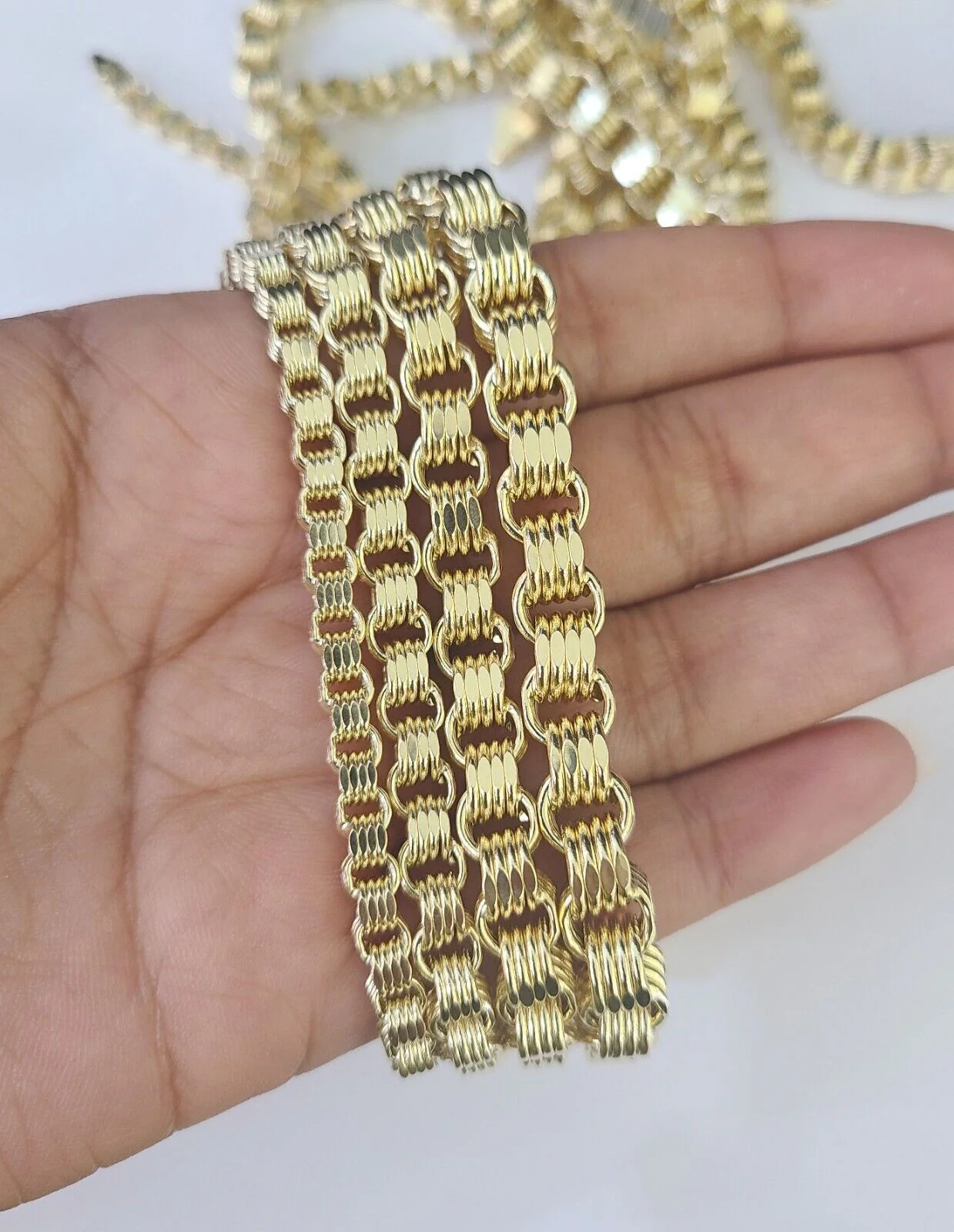 10k Byzantine Chain Yellow Gold Necklace 4mm-7mm 20-30 Inches Real Men Women - Image 2