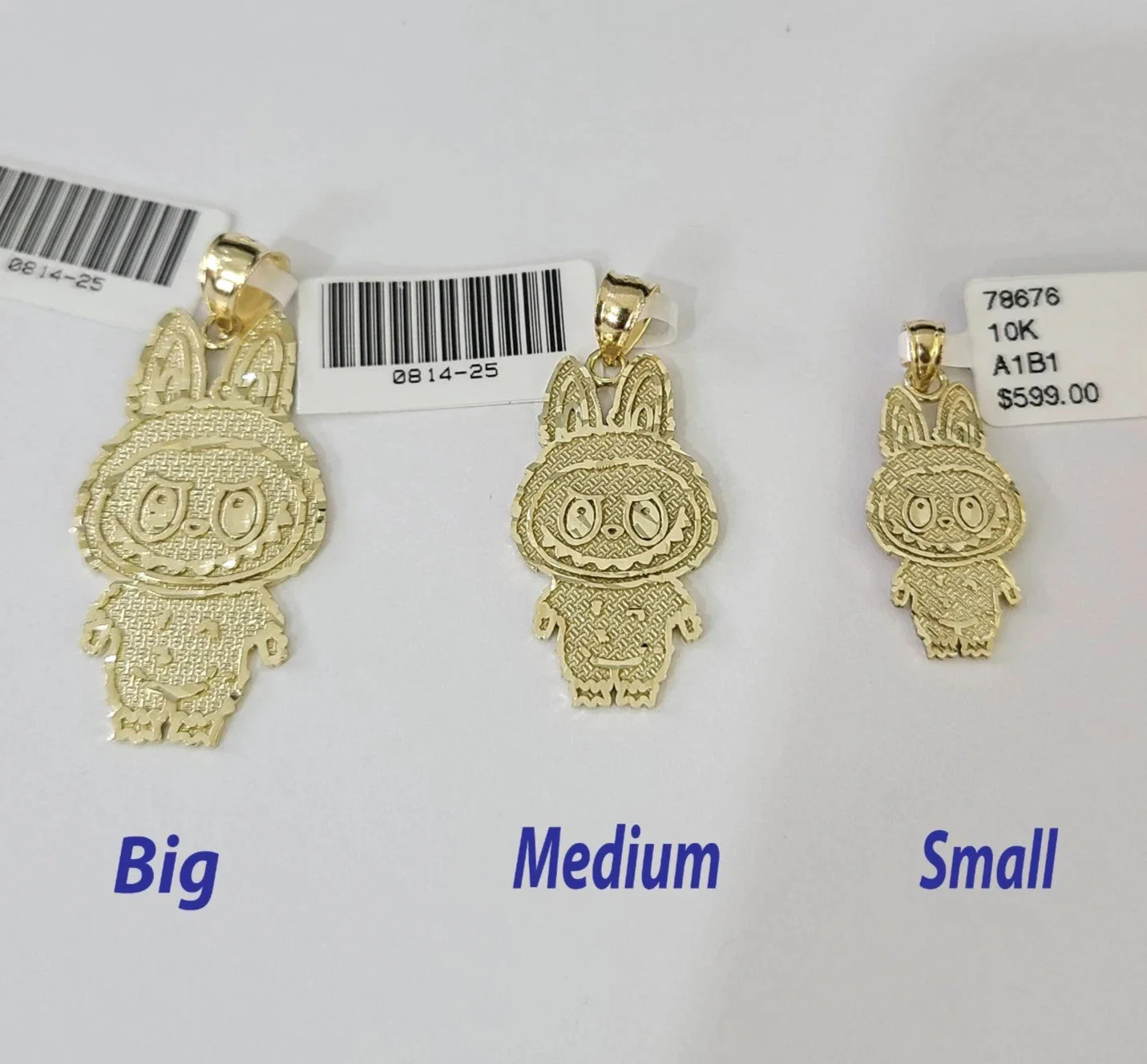 10k Cartoon Monster Charm Pendant Men Women 10kt Real Yellow Gold - Image 5