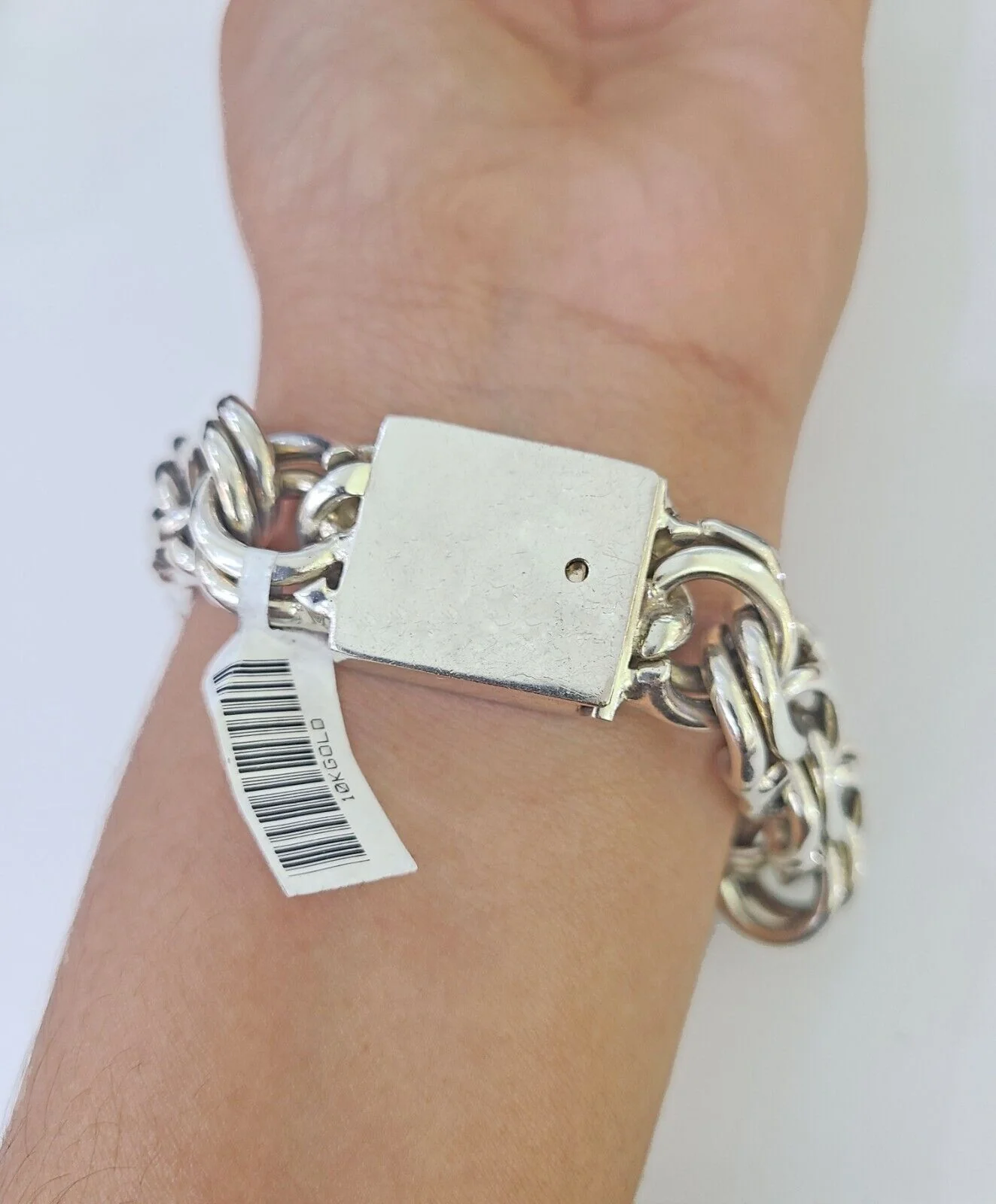 10k Chino Link ID Bracelet White Gold 16mm 9 Inches Solid For Men's 10kt Real - Image 3