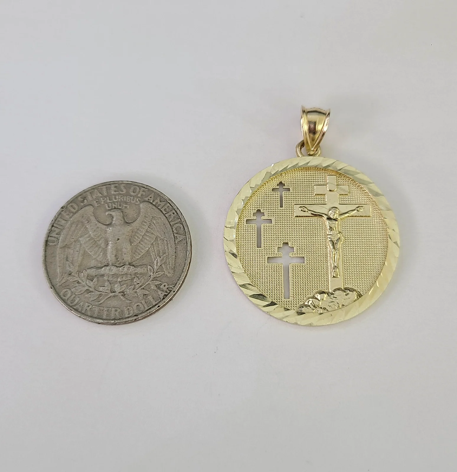 10k Cross Medallion Charm Miami Cuban Chain Pendant 5mm 18"28" Necklace Gold - Image 3