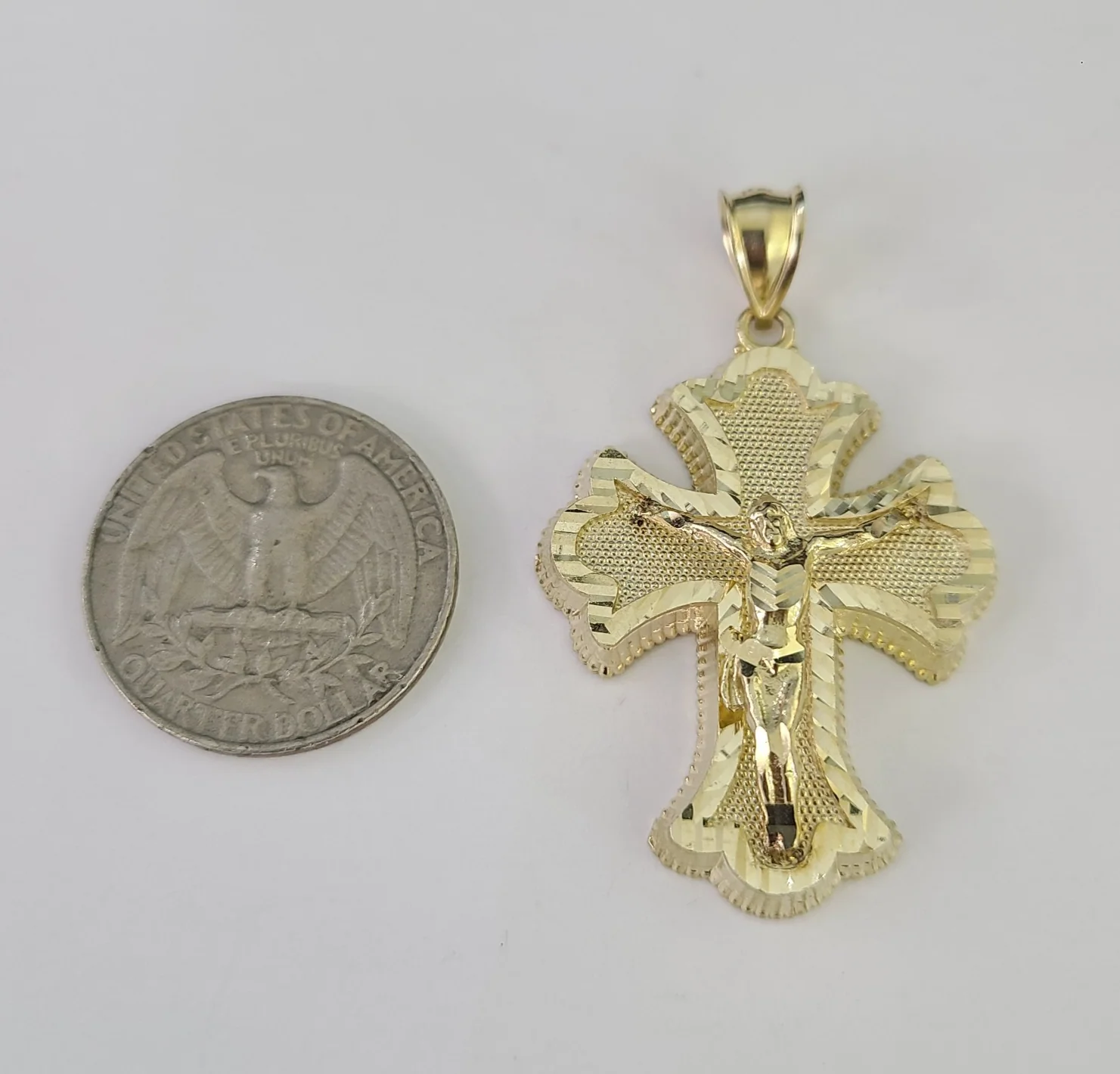 10k Crucifix Cross Charm Miami Cuban Chain Pendant Set 5mm 18"28" Necklace Gold - Image 5