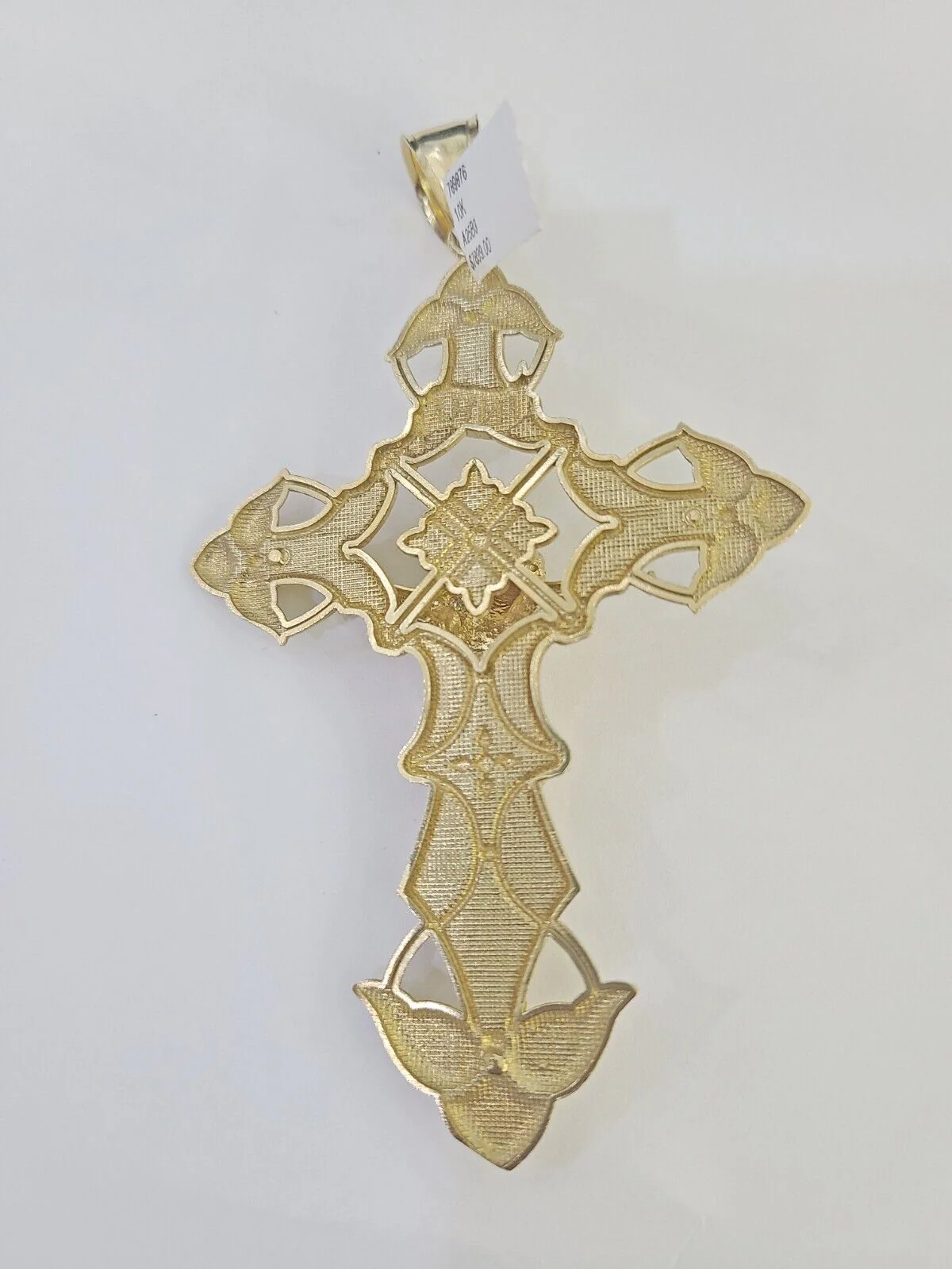 10K Crucifix Cross Pendant 4" Jesus Christ Charm Women Men Yellow Gold - Image 3
