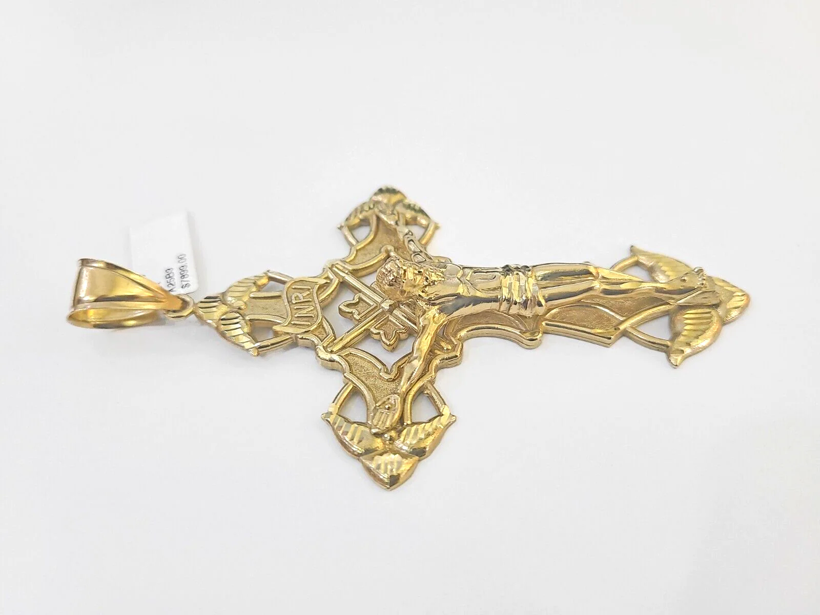 10K Crucifix Cross Pendant 4" Jesus Christ Charm Women Men Yellow Gold - Image 5