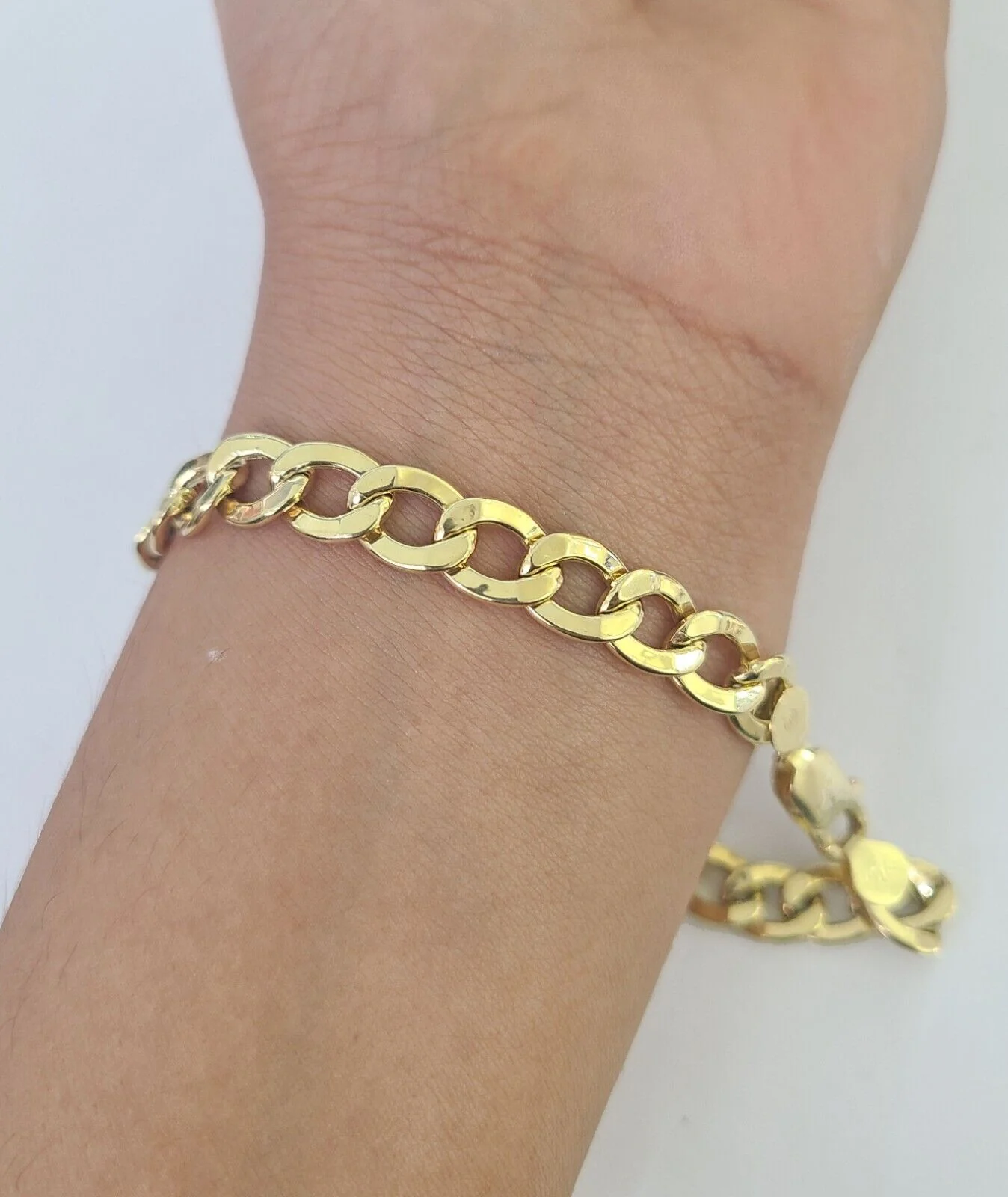 10k Cuban Link ID Bracelet 9" Lobster Clasp Real 10Kt Yellow Gold - Image 2