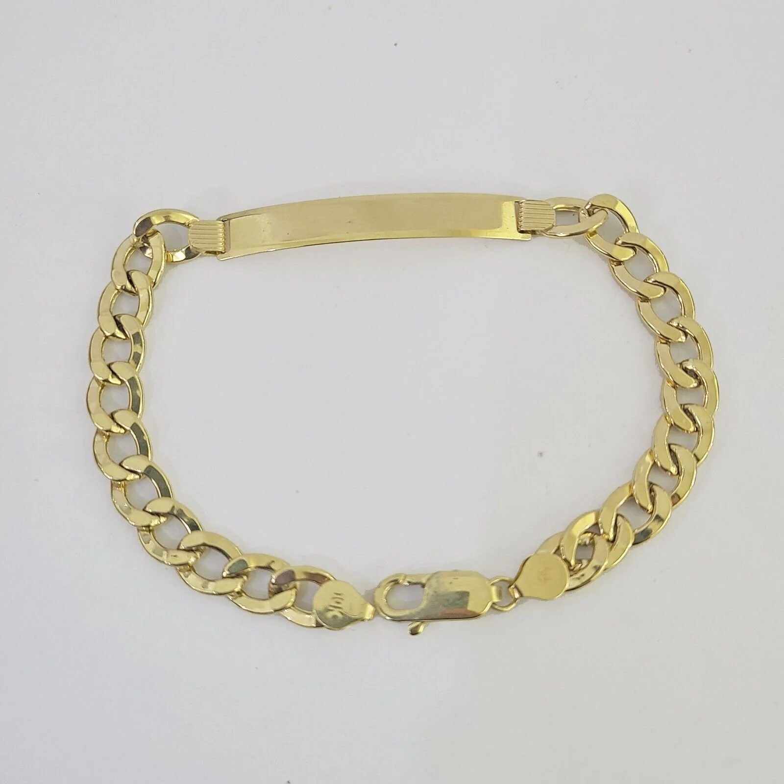 10k Cuban Link ID Bracelet 9" Lobster Clasp Real 10Kt Yellow Gold - Image 3