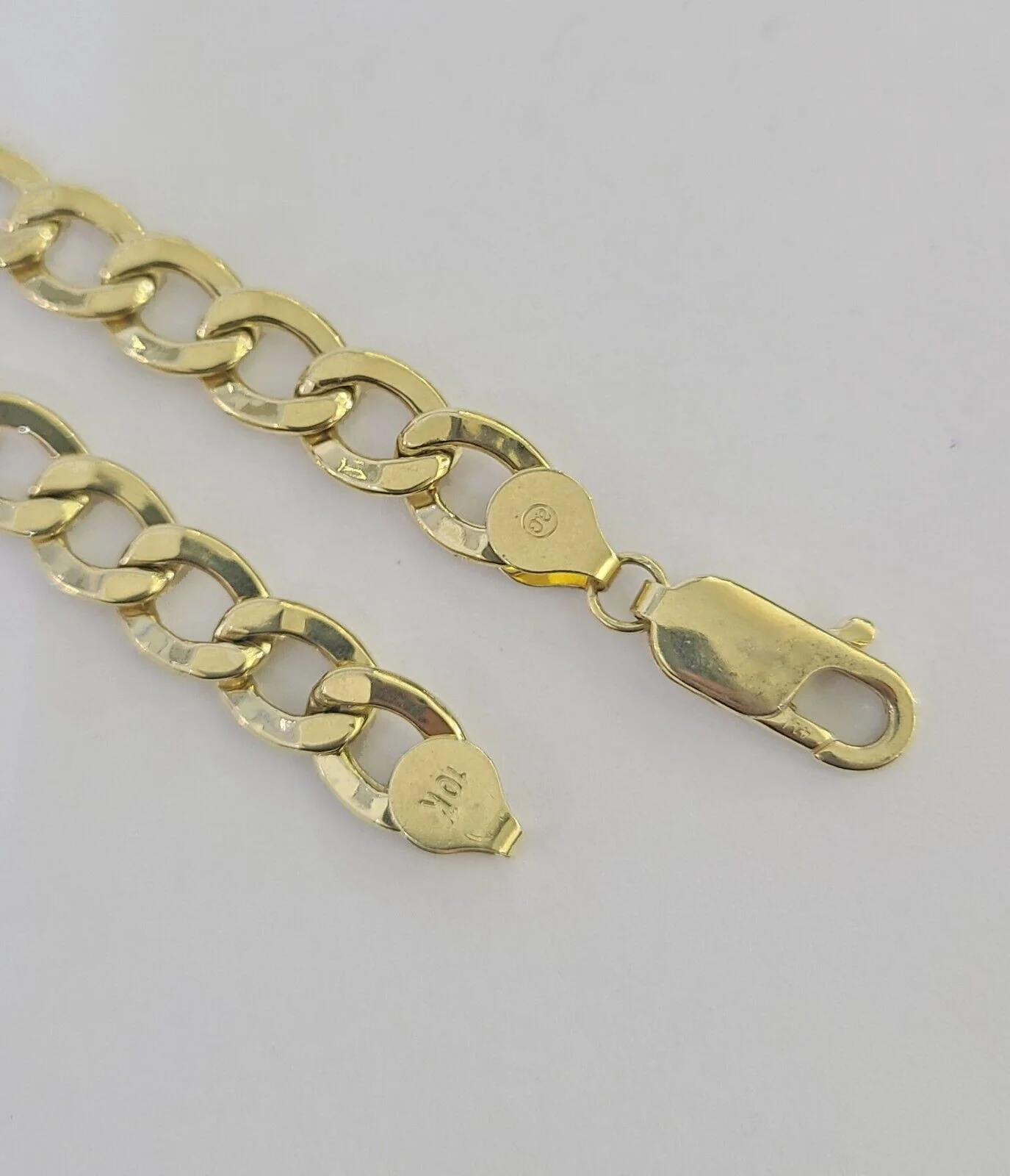 10k Cuban Link ID Bracelet 9" Lobster Clasp Real 10Kt Yellow Gold - Image 4