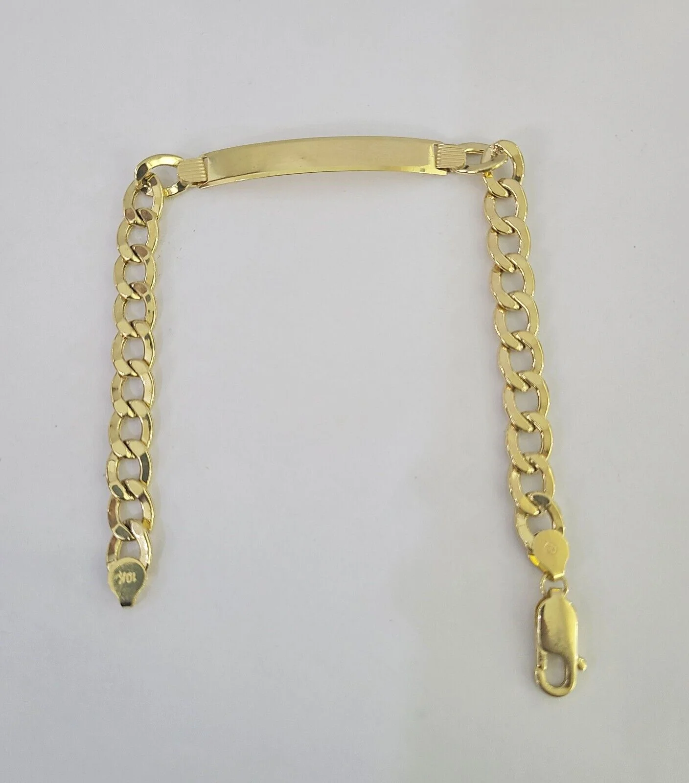 10k Cuban Link ID Bracelet 9" Lobster Clasp Real 10Kt Yellow Gold - Image 5