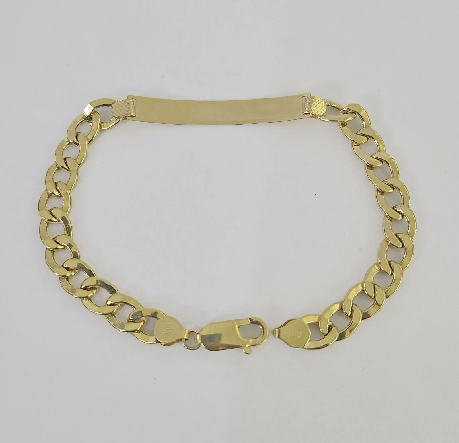 10k Cuban Link ID Bracelet 9" Lobster Clasp Real 10Kt Yellow Gold - Image 6