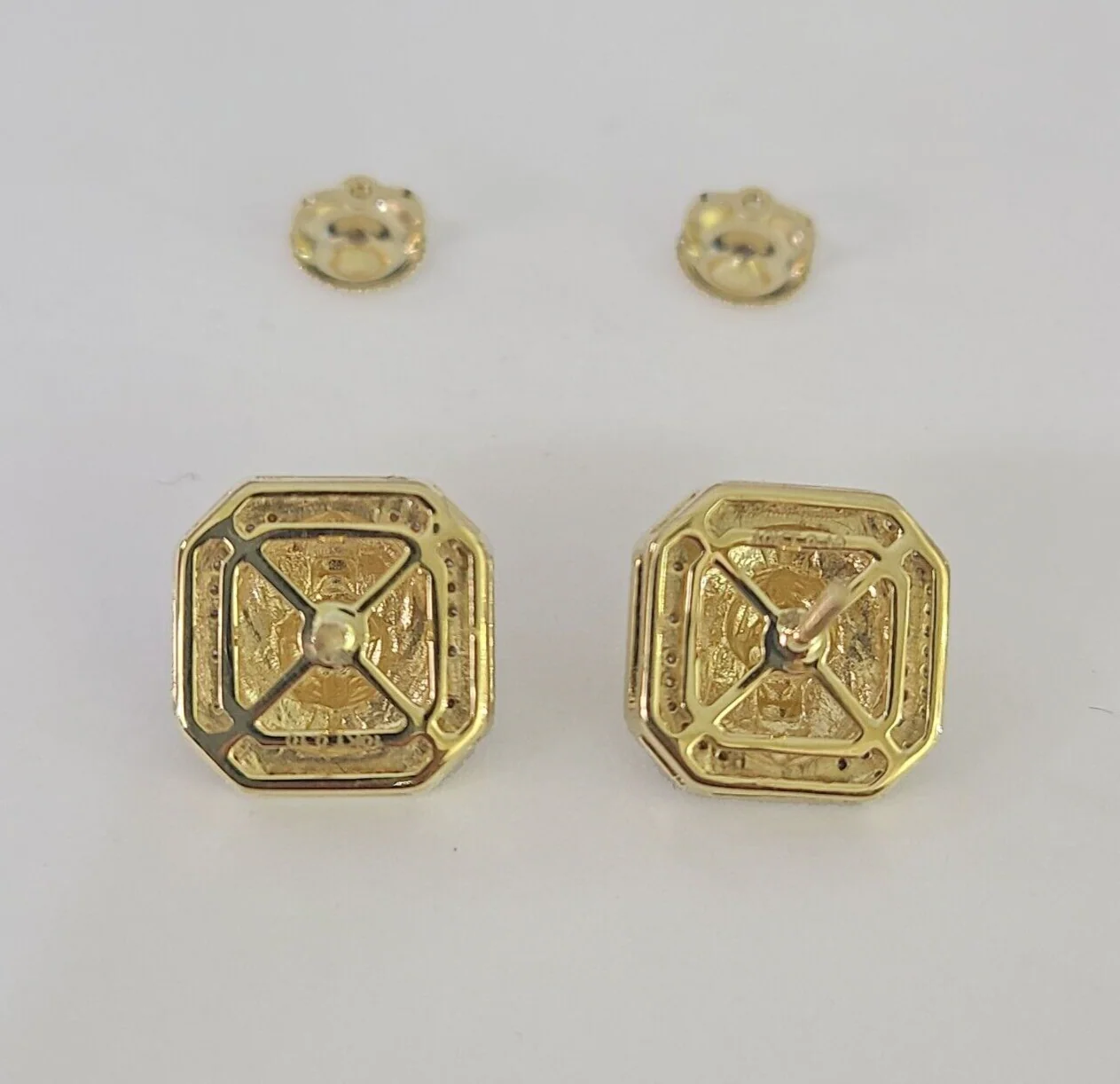 10k Diamond Lion Earrings Yellow gold Real Screw-Back Women Men studs - Image 5