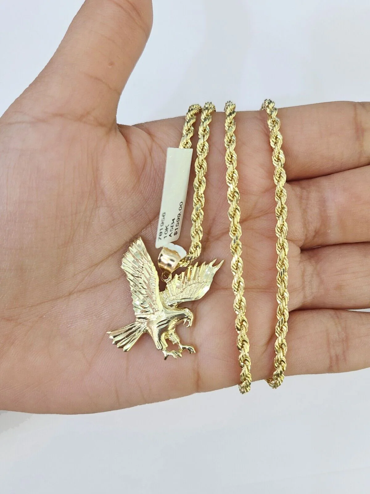 10K Eagle Pendant SET 3mm 26'' and 3mm Rope Chain Anchor Pendant Set 26" - Image 2