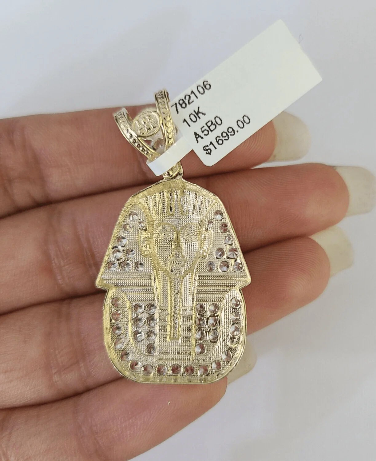 10k Egyptian Pharaoh Head Charm Pendant Yellow Gold 1.5" Inch Men Women Real - Image 5