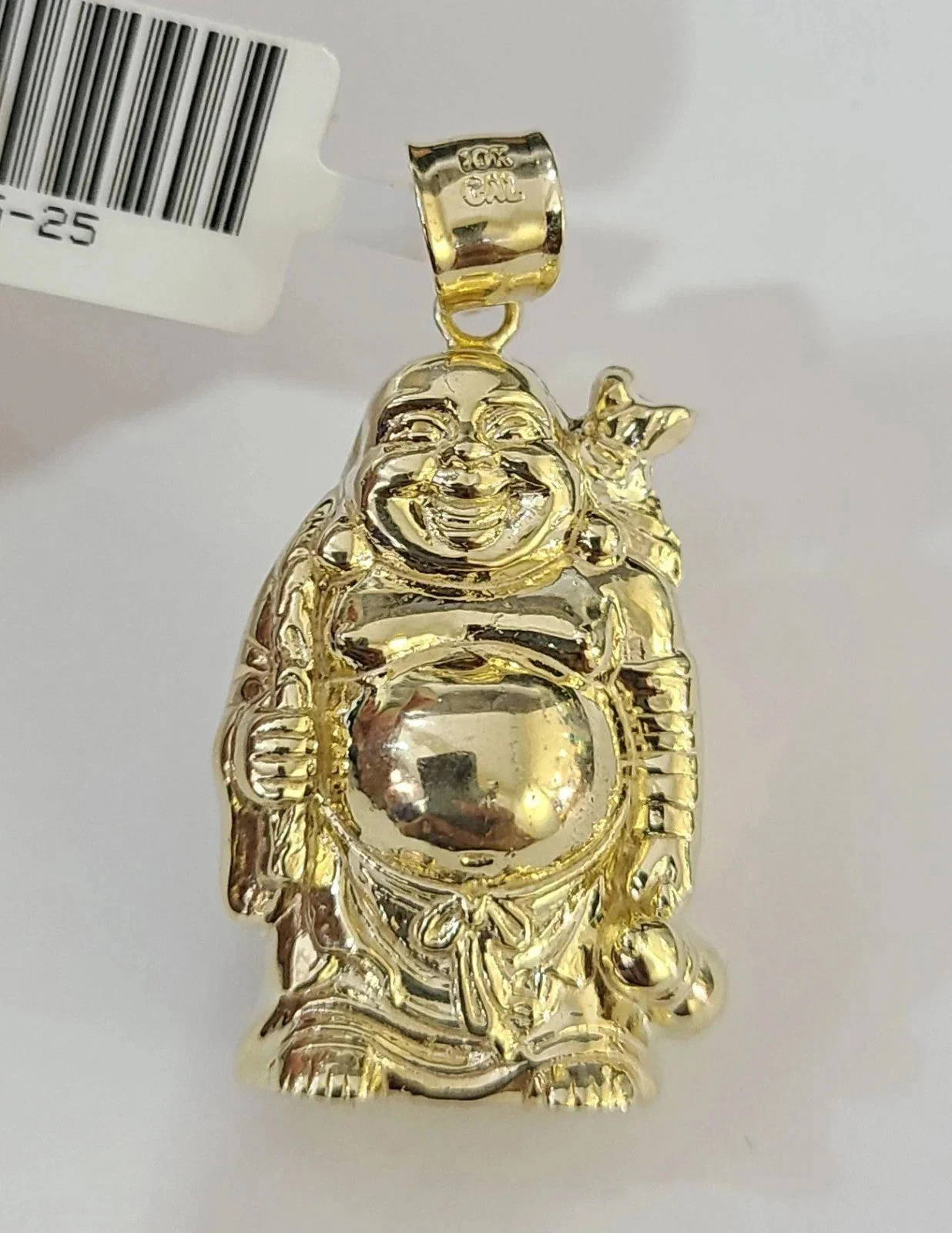 10k Figaro Chain Laughing Buddha Pendant Charm Gold 3mm 20-28 inch SET Necklace - Image 8