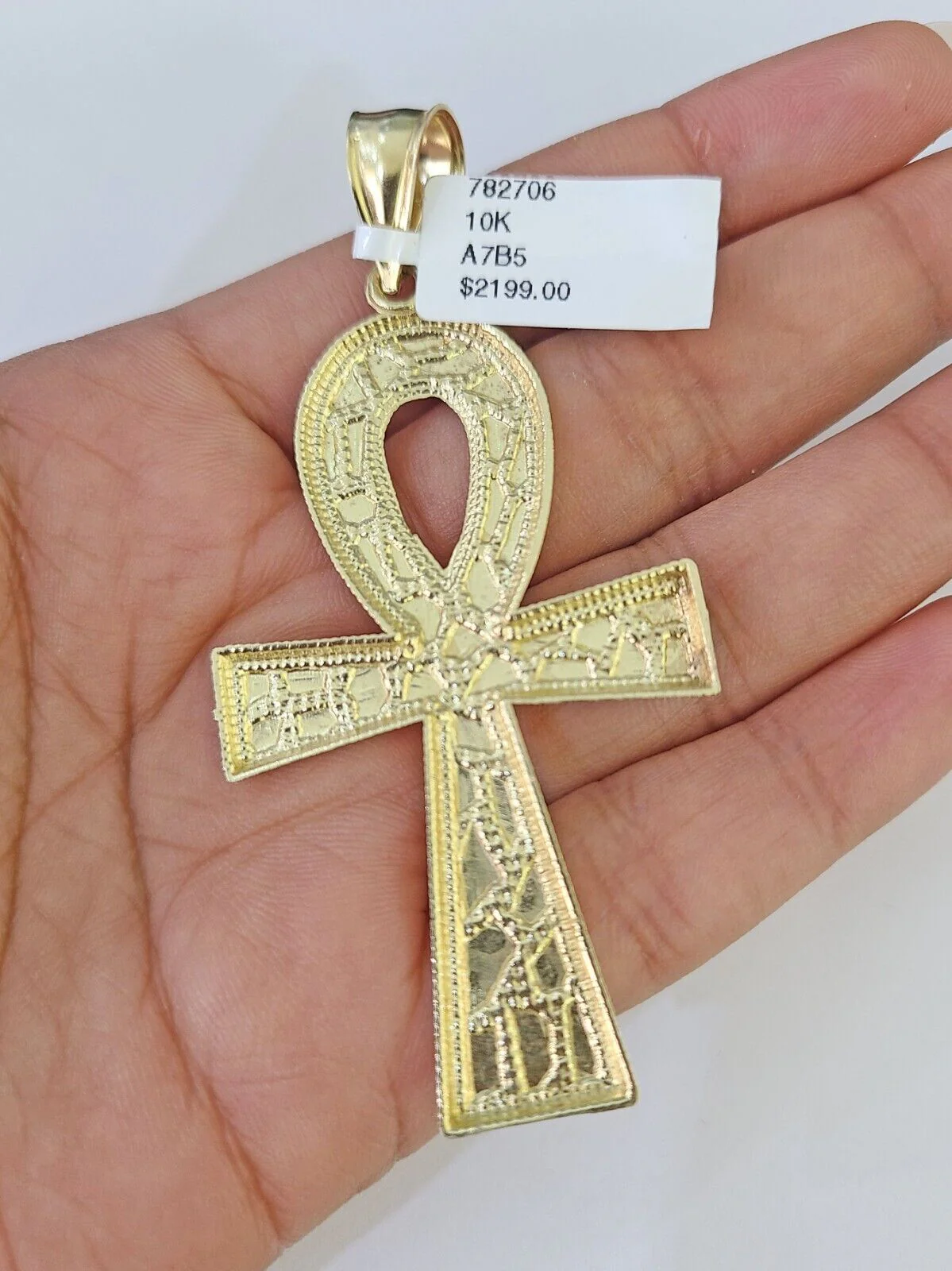 10K Franco Chain Ankh Cross Pendant Charm Necklace 20"-26" 3mm Gold - Image 6
