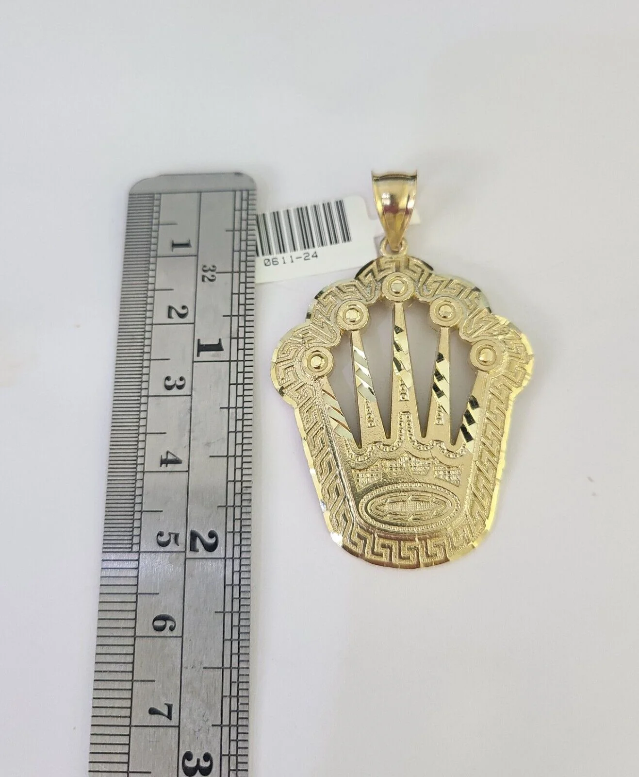 10K Franco Chain Crown Pendant Charm Necklace 20"-28" 4mm Gold SET Yellow - Image 2