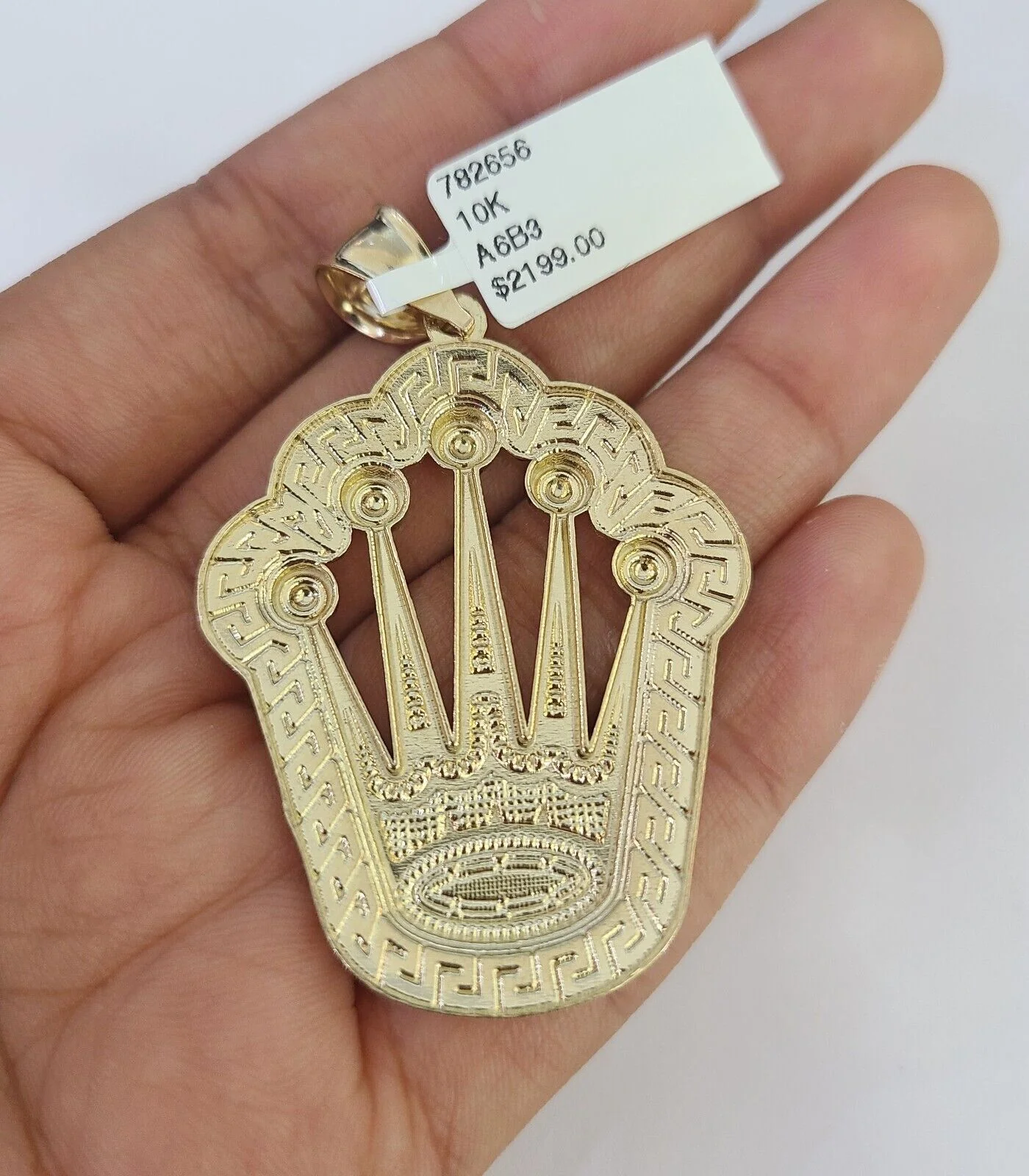 10K Franco Chain Crown Pendant Charm Necklace 20"-28" 4mm Gold SET Yellow - Image 7