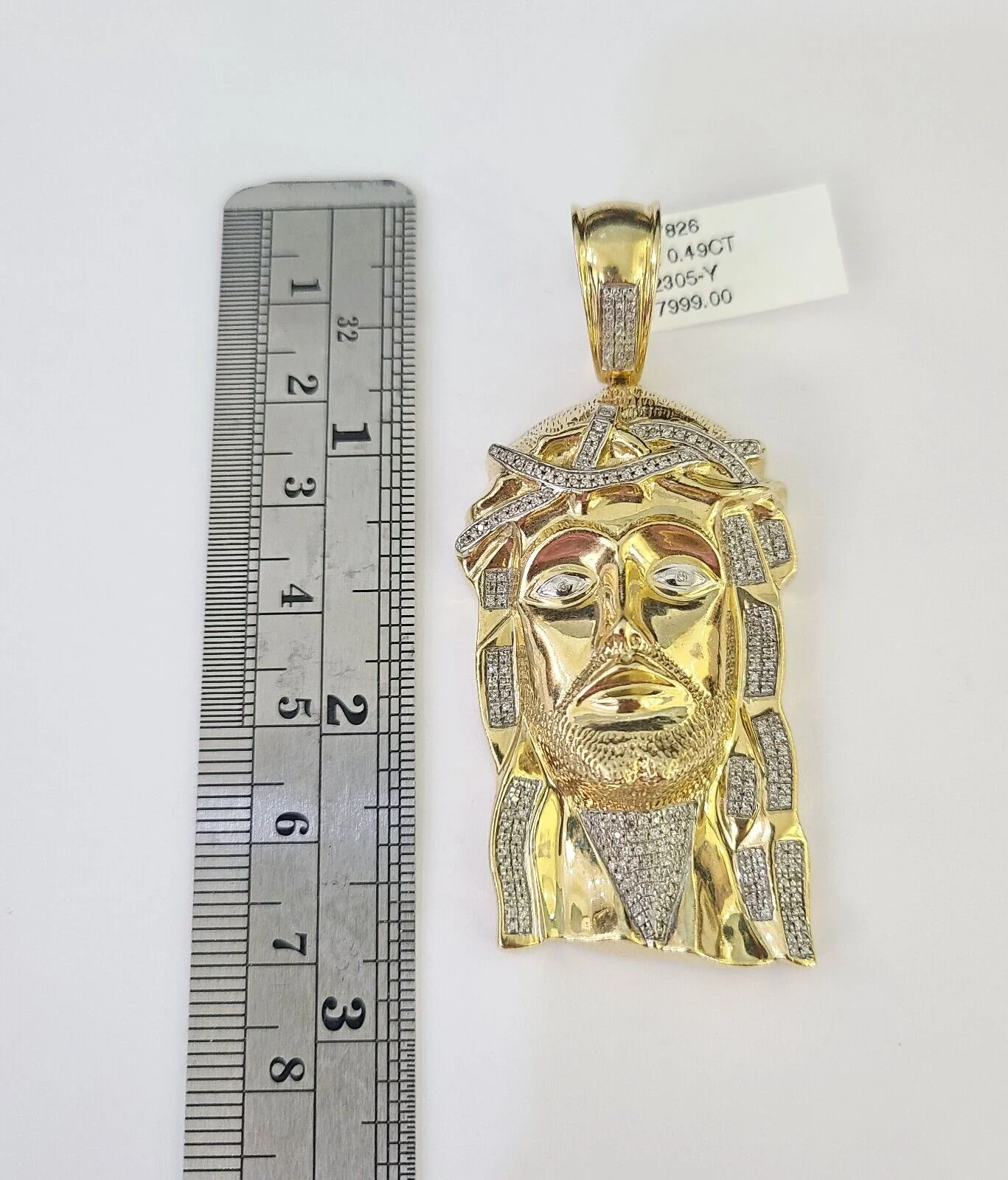 10K Franco Chain Diamond Jesus Head Pendant Charm Necklace 20"-28" 4mm Gold SET - Image 3
