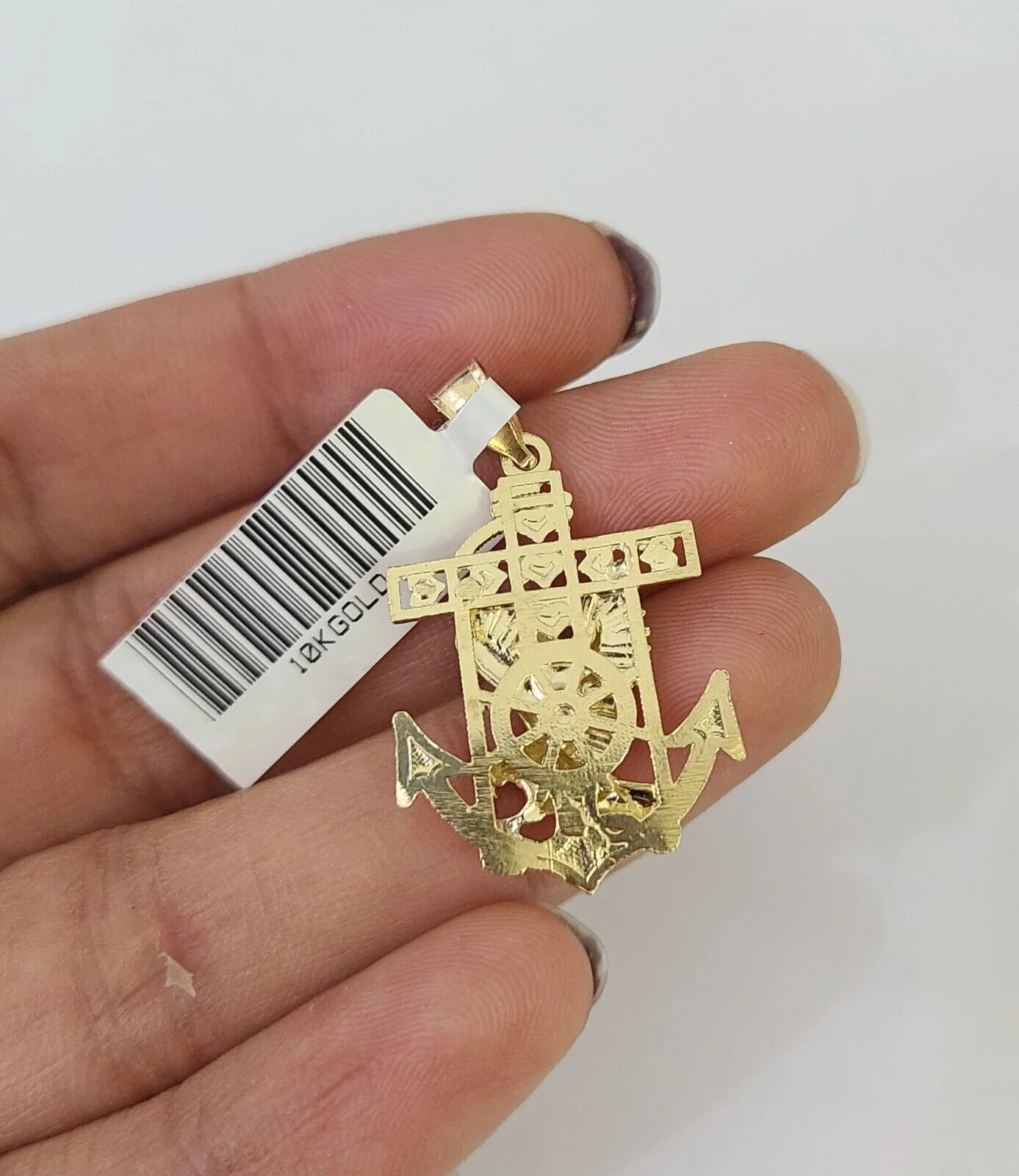 10K Franco Chain Eagle Anchor Pendant Charm Necklace 16"-24" 2mm Gold SET Yellow - Image 5