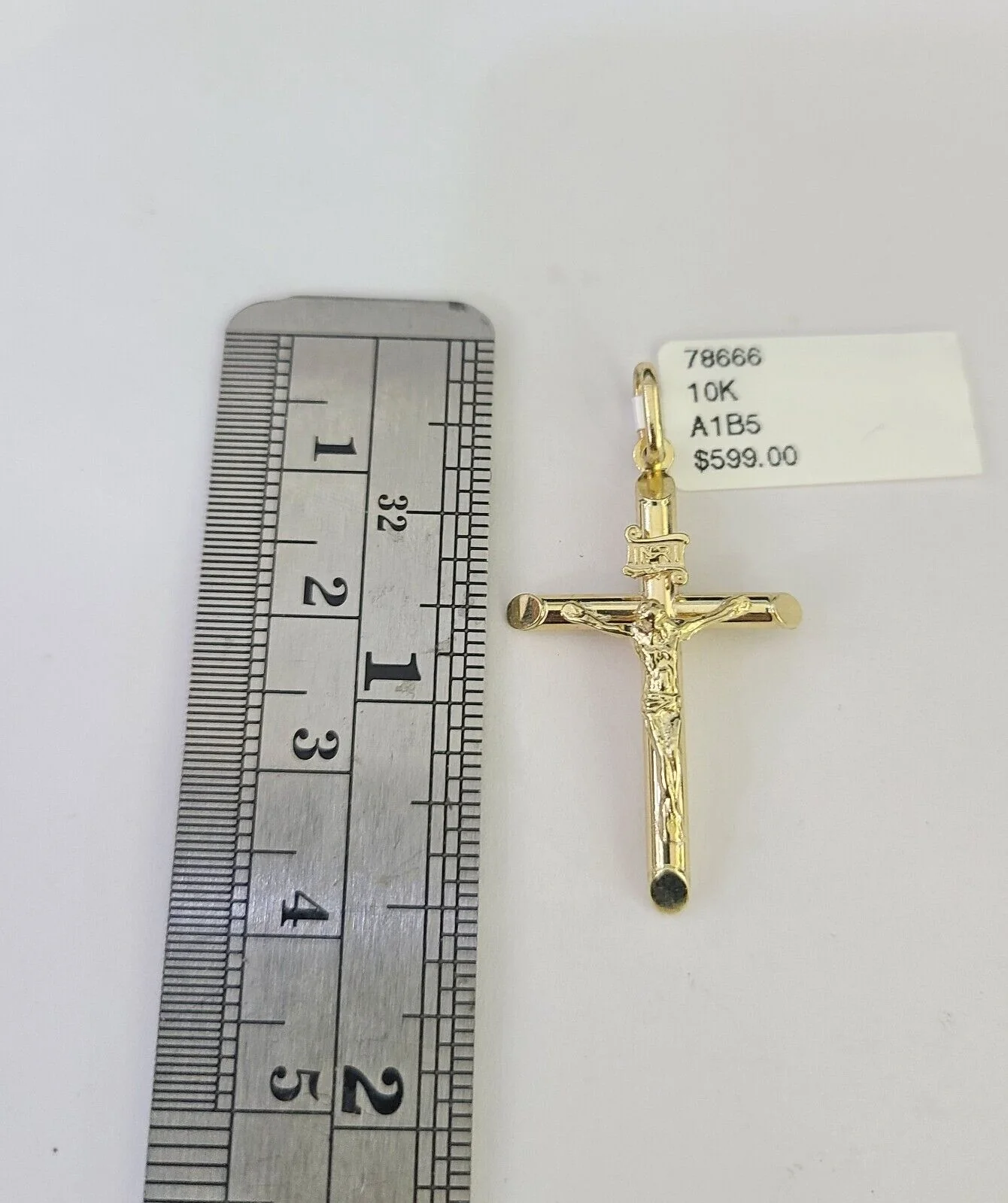 10K Franco Chain INRI Jesus Cross Pendant Charm Necklace 16"-24" 2mm Gold SET - Image 2