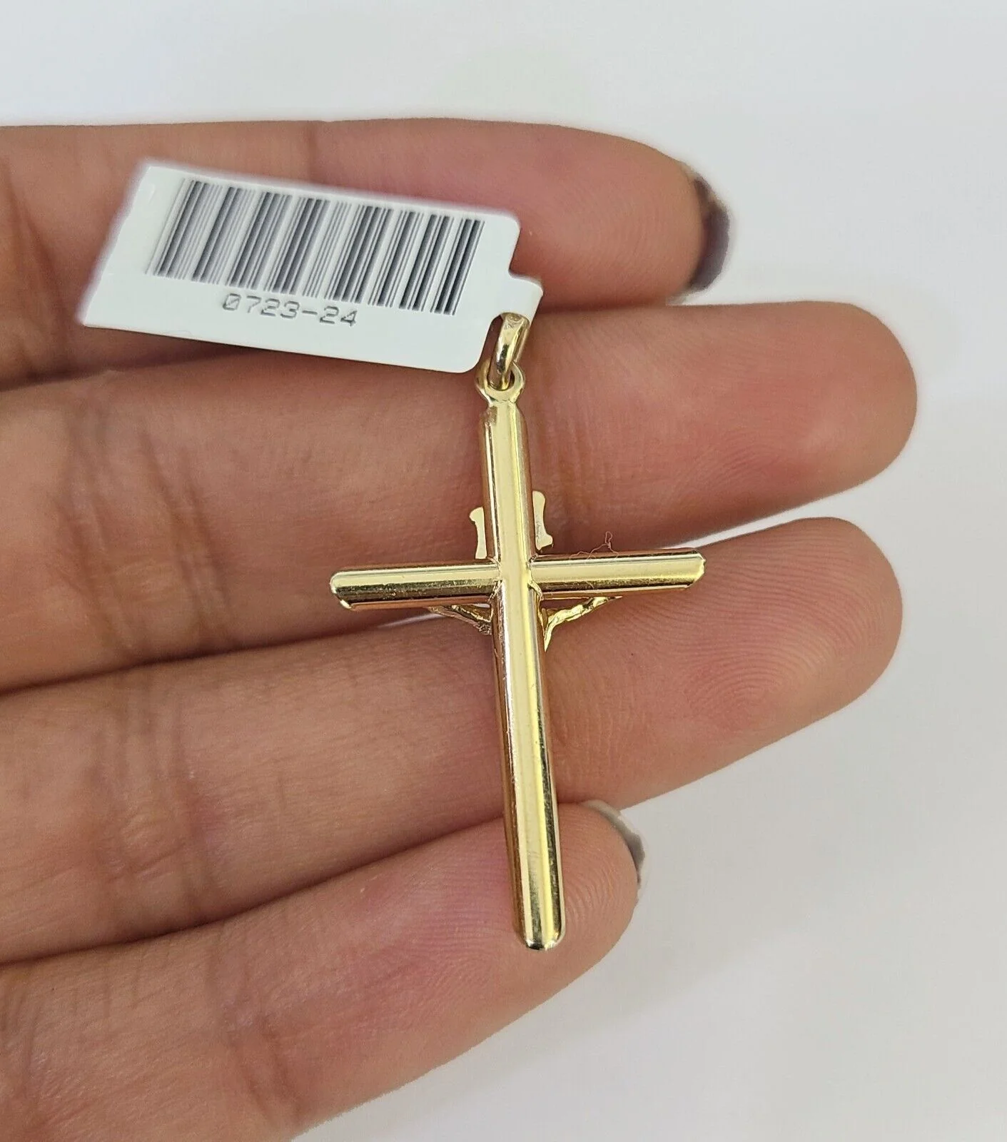 10K Franco Chain INRI Jesus Cross Pendant Charm Necklace 16"-24" 2mm Gold SET - Image 7