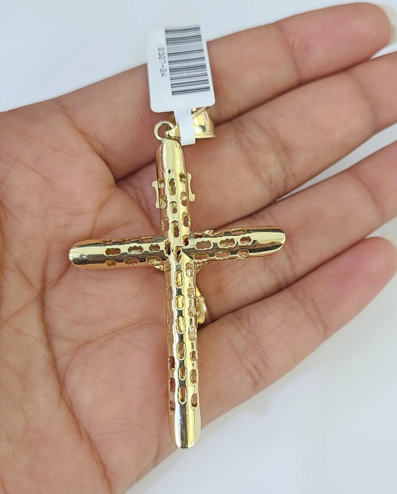 10K Franco Chain INRI Jesus Cross Pendant Charm Necklace 20"-26" 3mm Gold - Image 7