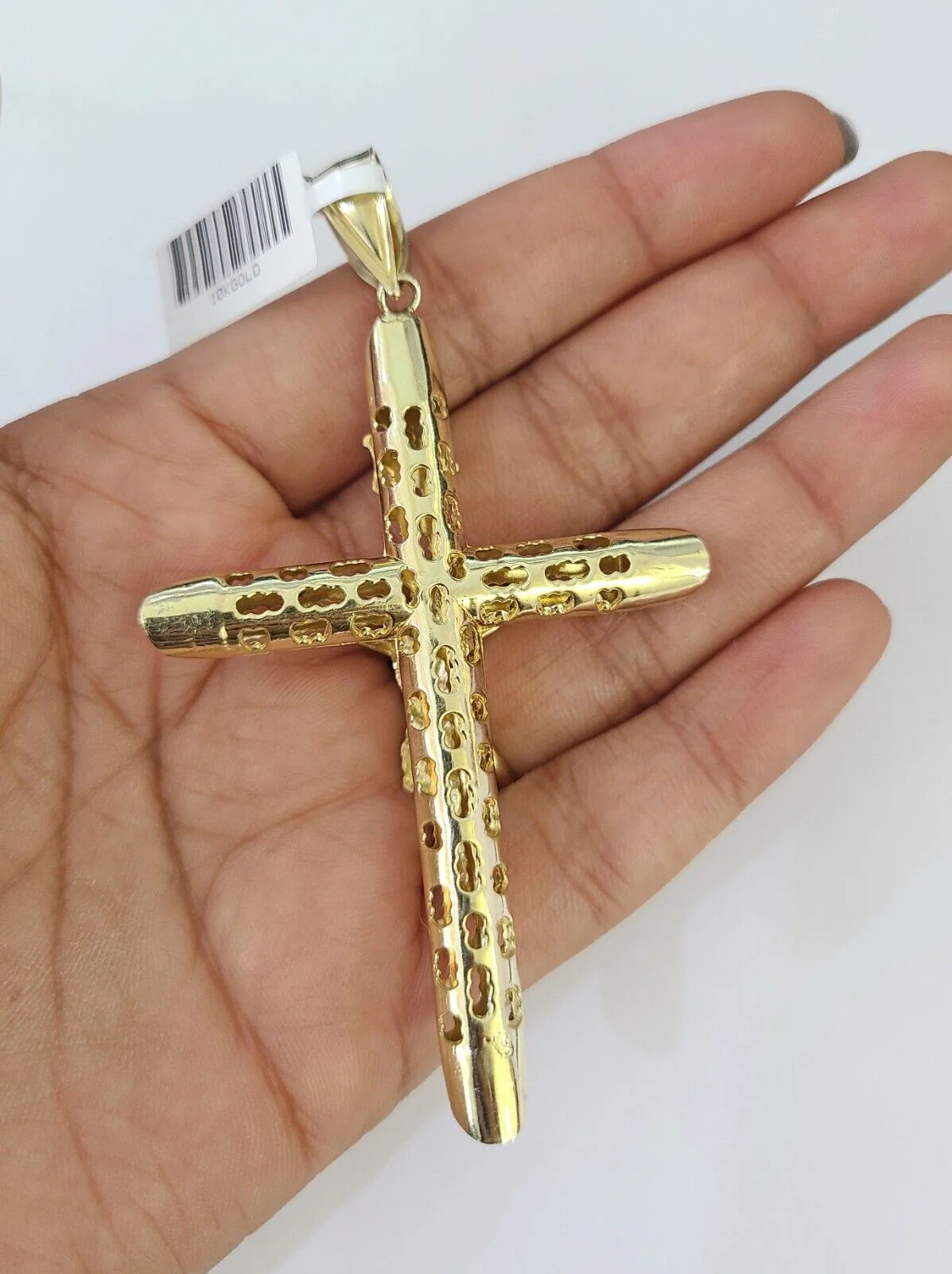 10K Franco Chain INRI Jesus Cross Pendant Charm Necklace 20"-26" 5mm Gold SET - Image 7