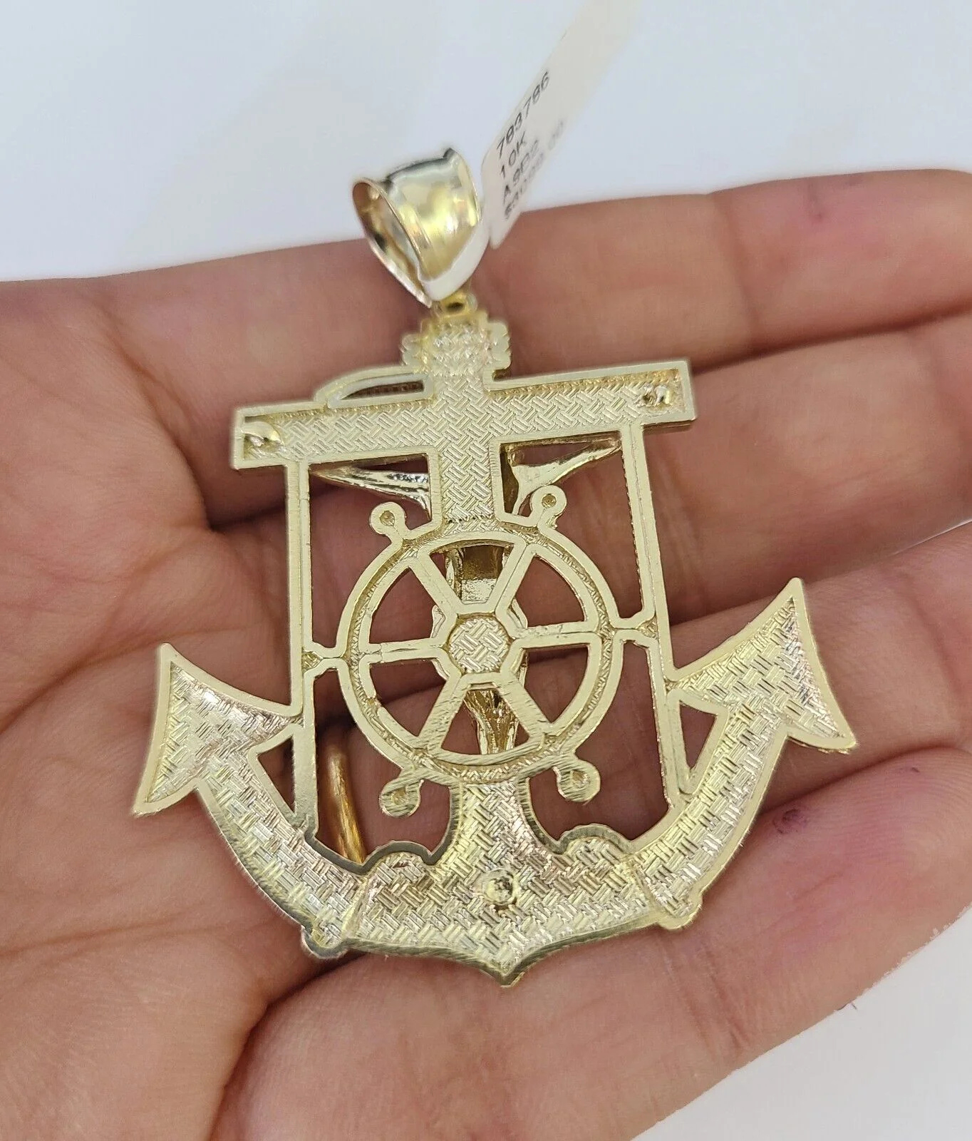 10K Franco Chain Jesus Anchor Pendant Charm Necklace 20"-28" 4mm Yellow Gold SET - Image 7
