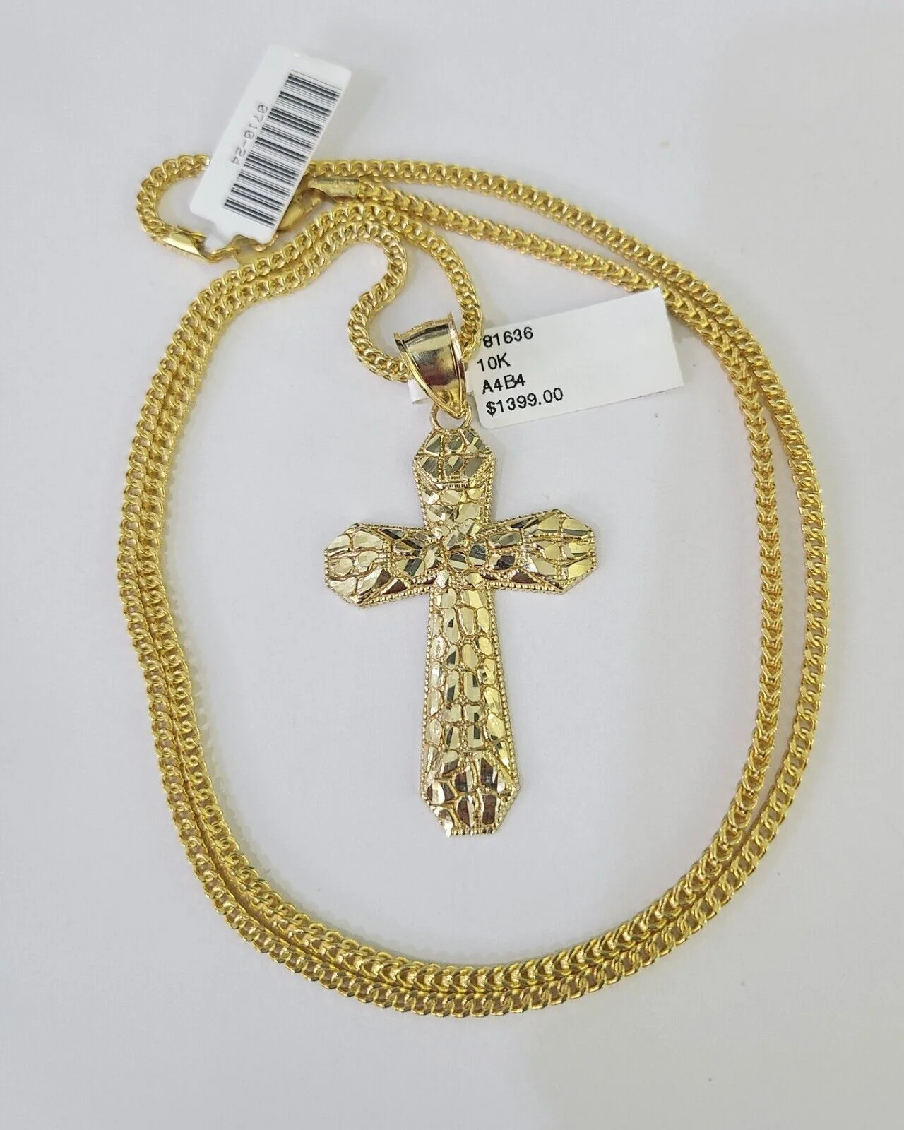 10K Franco Chain Jesus Cross Pendant Charm Necklace 20"-26" 2.5mm Yellow Gold - Image 5